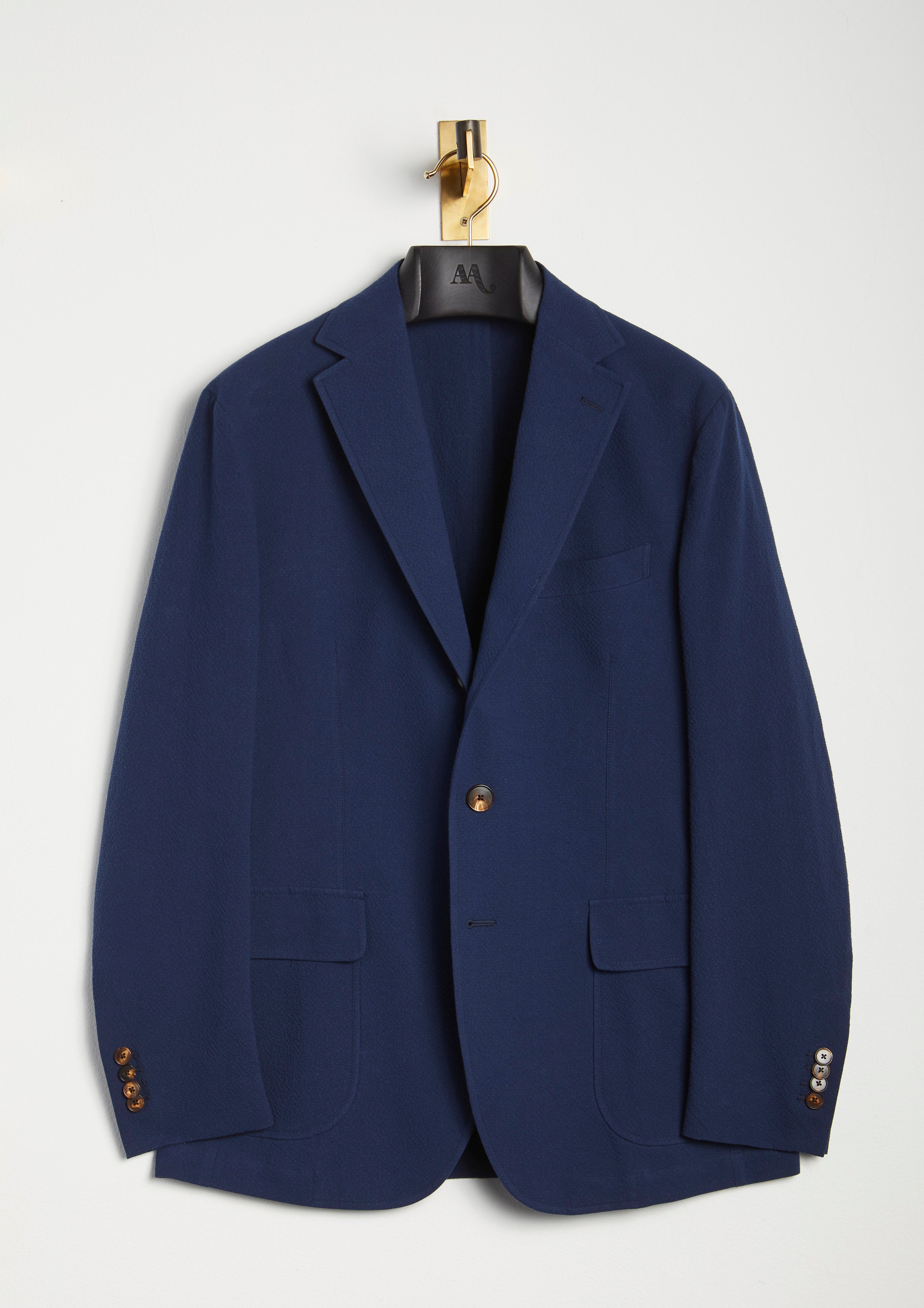 Aalberobello Seersucker Blazer Blue Coats & Jackets