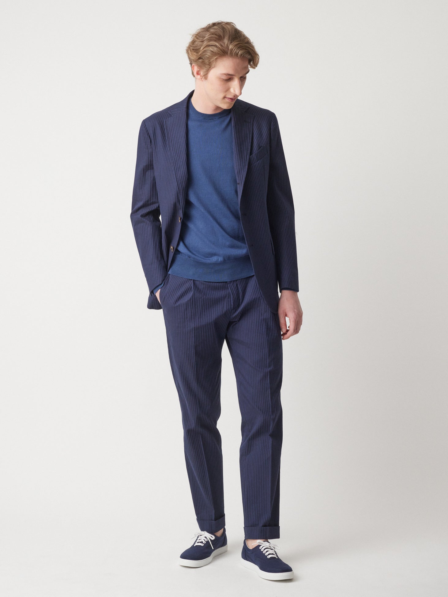 Aalfeo Knitted Long Sleeves T-Shirt Blue