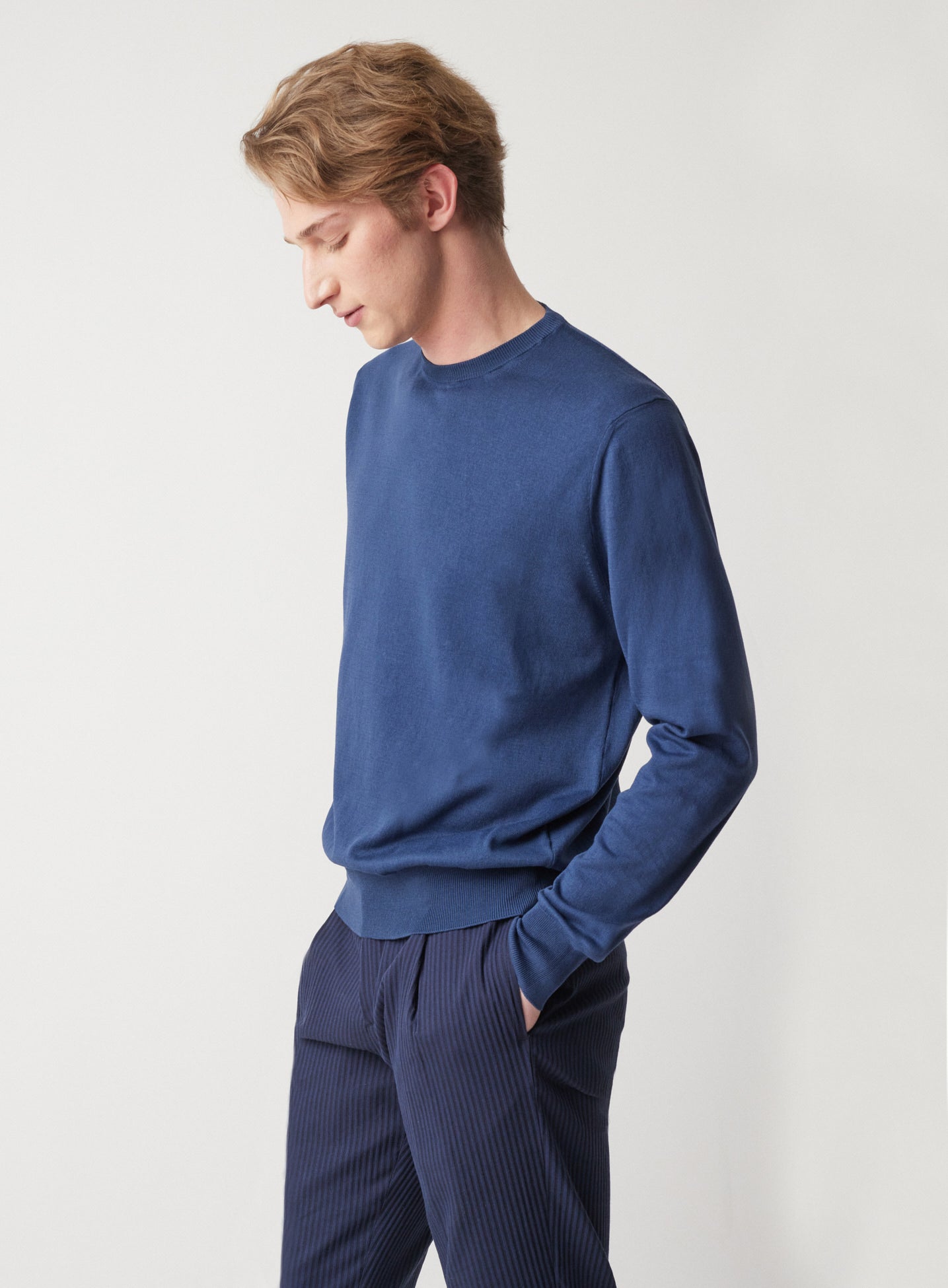 Aalfeo Knitted Long Sleeves T-Shirt Blue