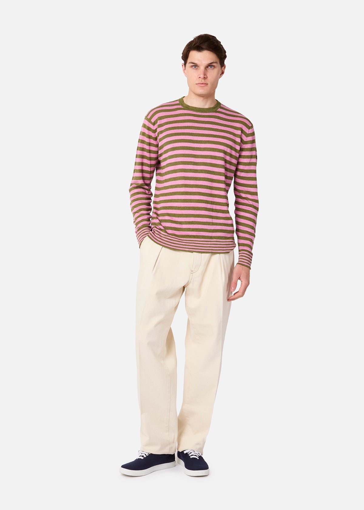 Aalfeo Striped Knitted Tshirt Pink T-shirt