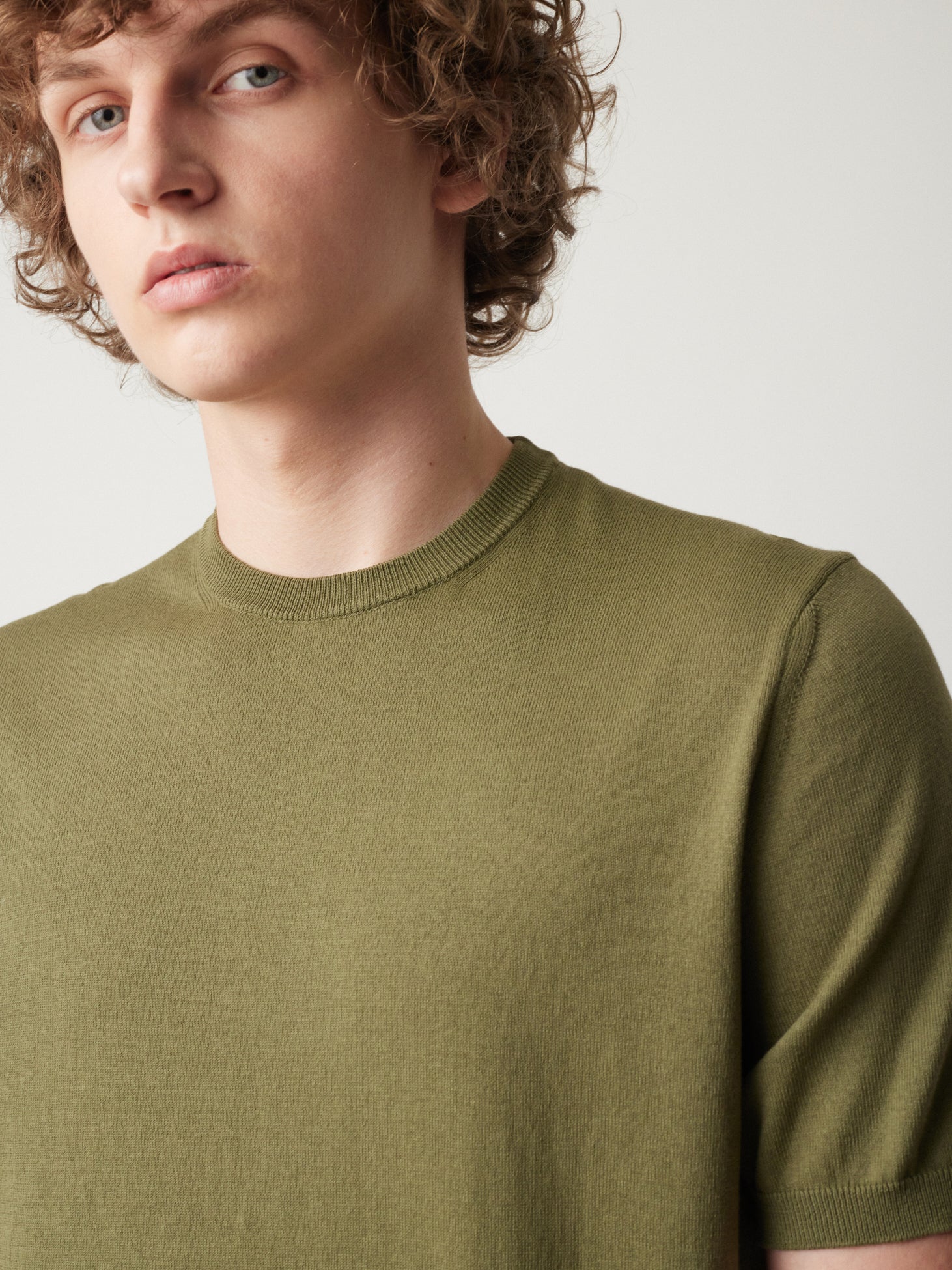 Aalfeo Crewneck Sweater With Short Sleeves Green T-shirt