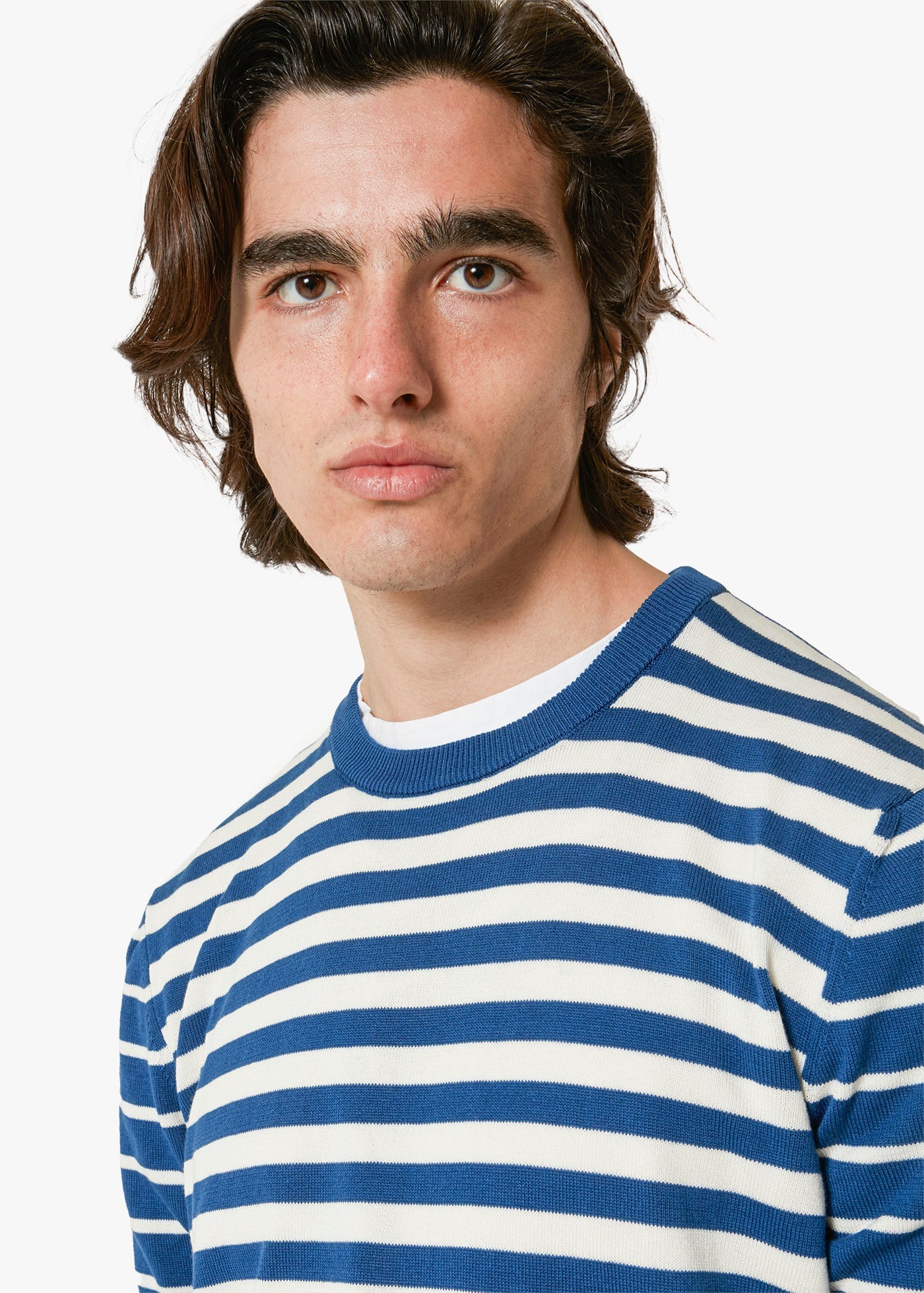 Aalfeo Striped Knitted T-Shirt Blue