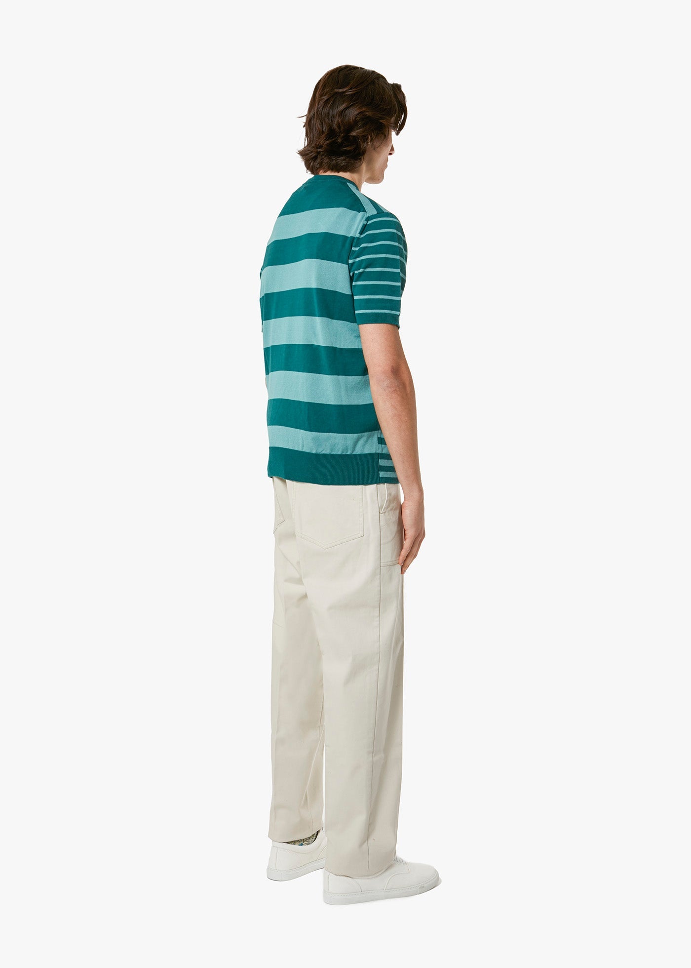 Aalfeo Striped Knitted Tshirt Darkgreen T-shirt