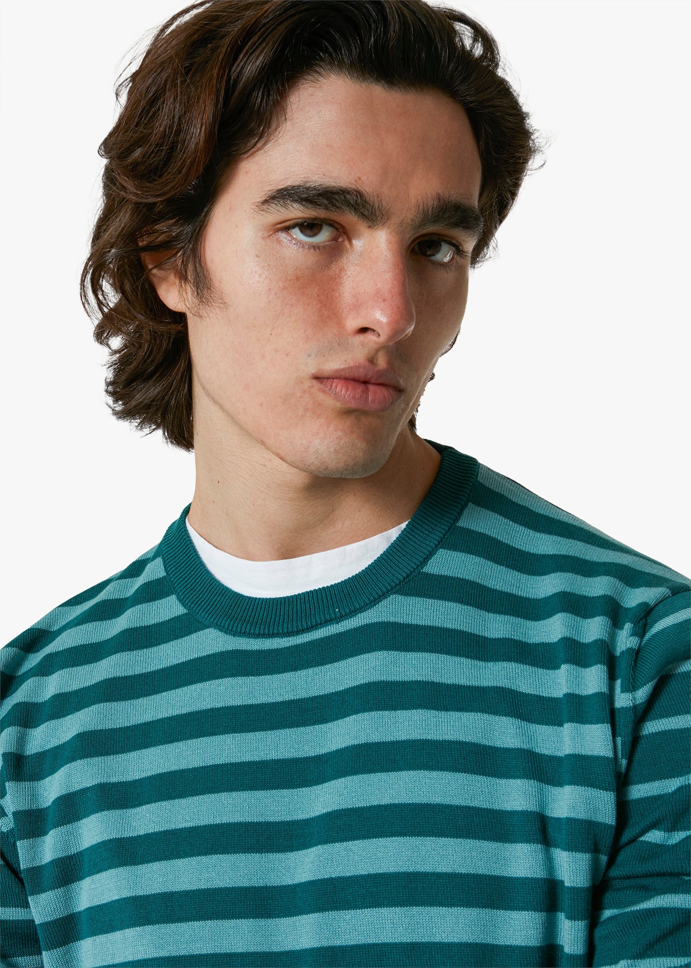 Aalfeo Striped Knitted Tshirt Darkgreen T-shirt