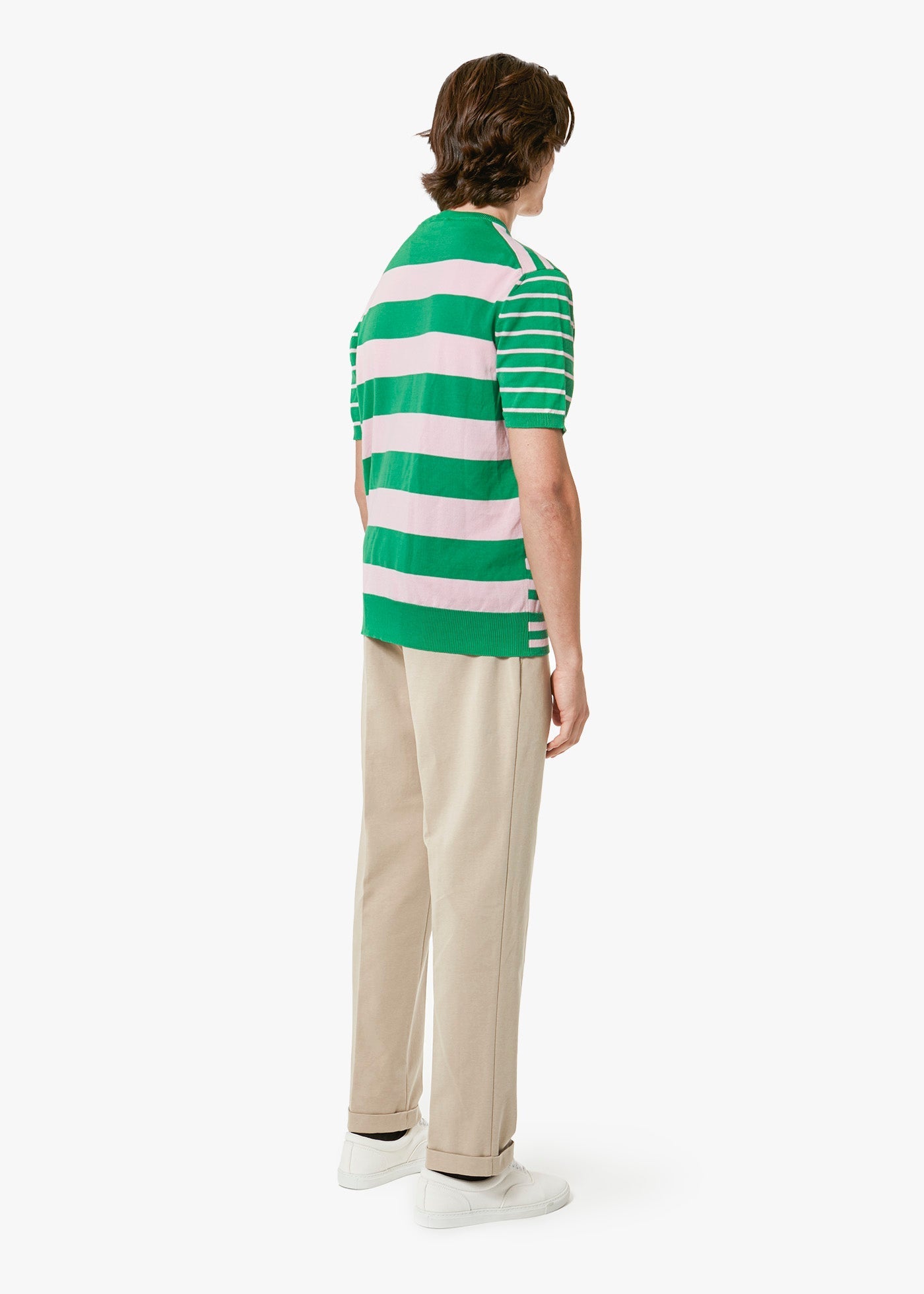 Aalfeo Striped Knitted Tshirt Green T-shirt