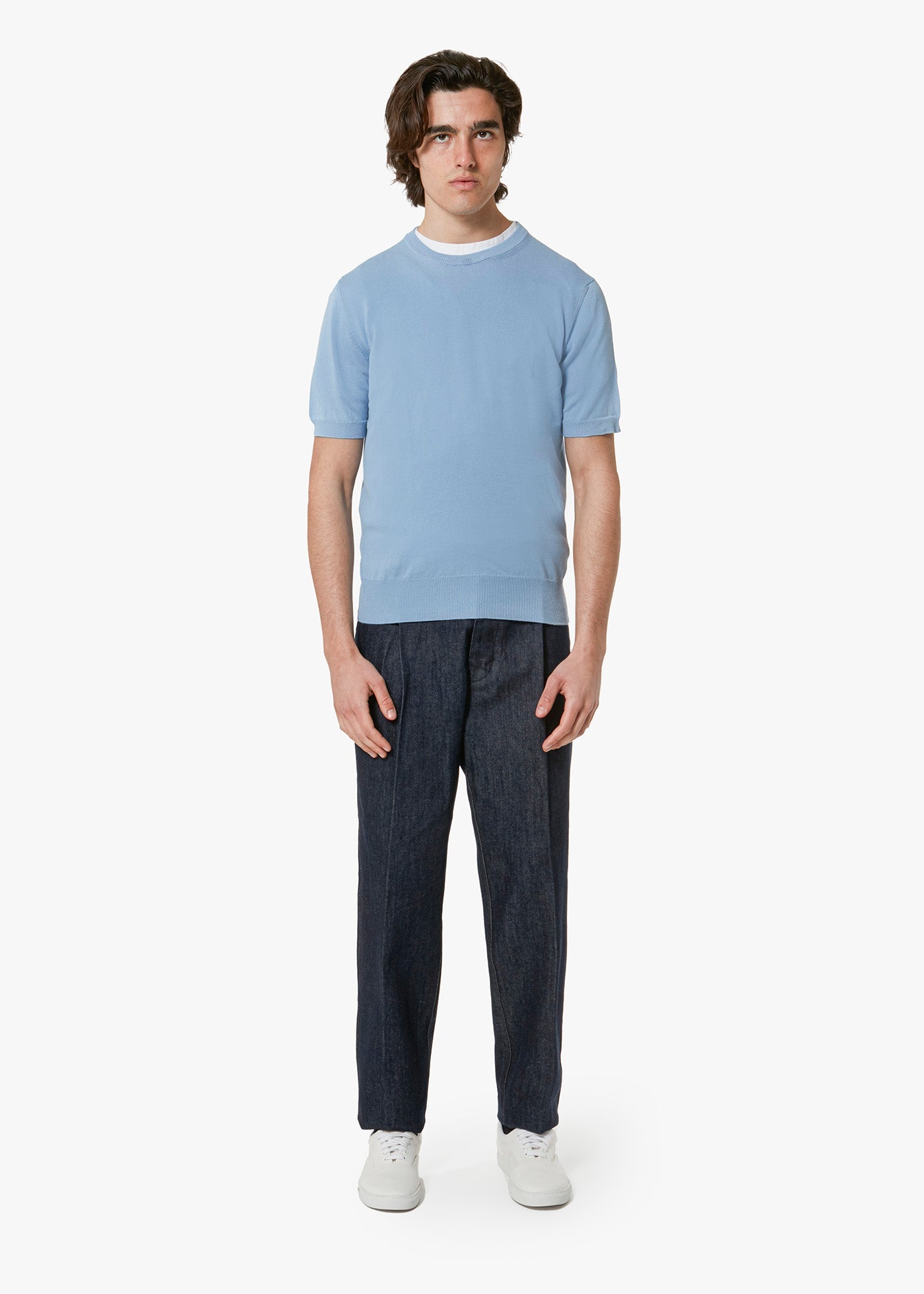 Aalfeo Knitted Tshirt Lightblue T-shirt