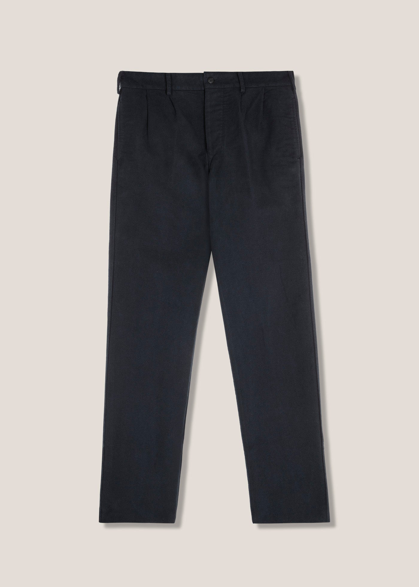 Aalghero Straight-Leg Pleated Cotton-Flannel Trousers Navy