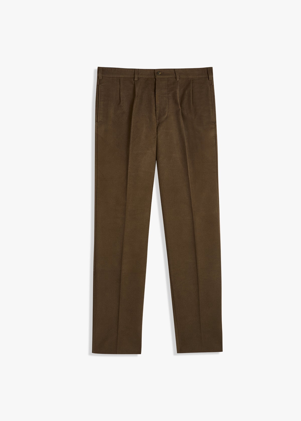 Aalghero Straight-Leg Pleated Moleskin Trousers Brown