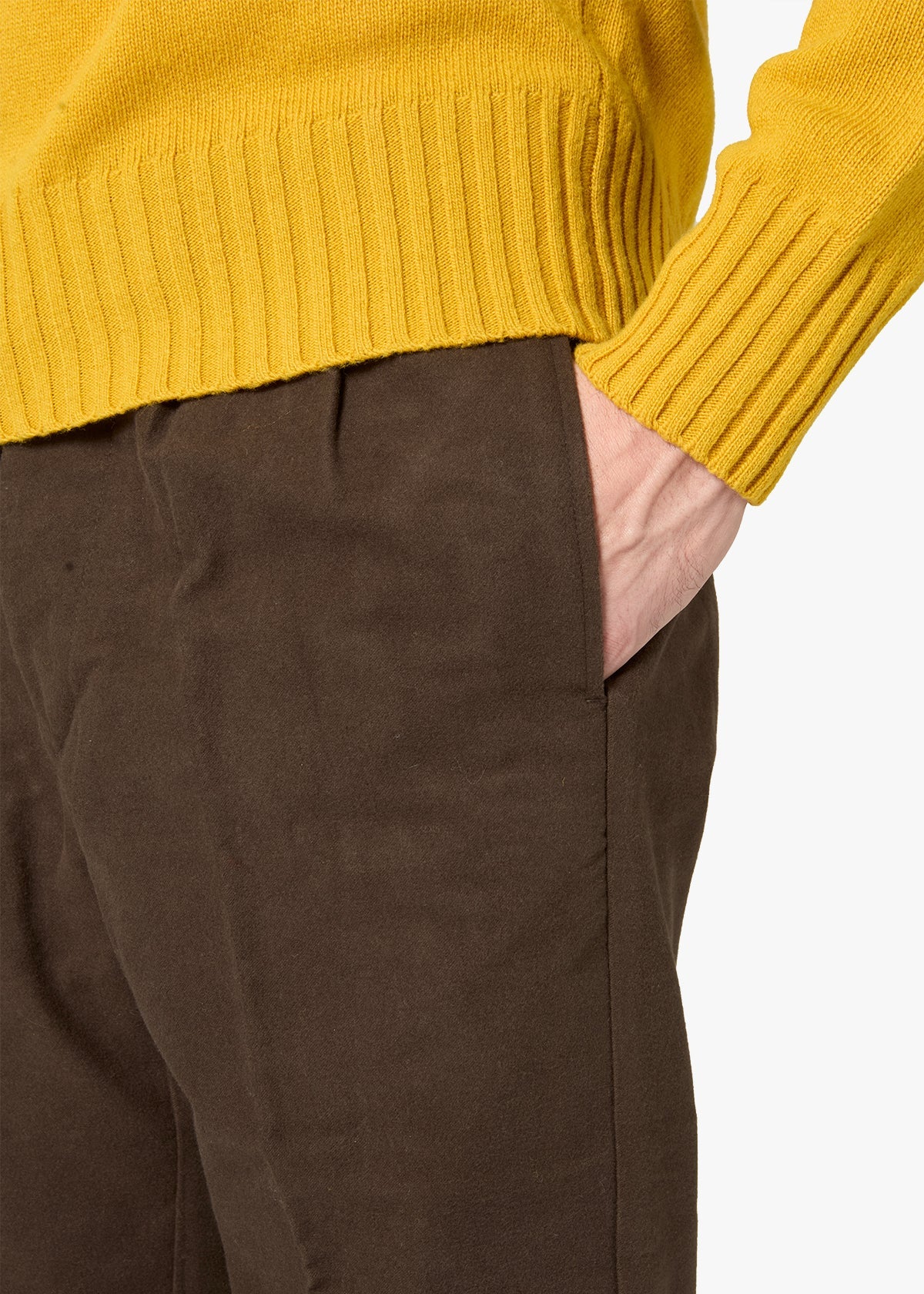 Aalghero Straight-Leg Pleated Moleskin Trousers Brown