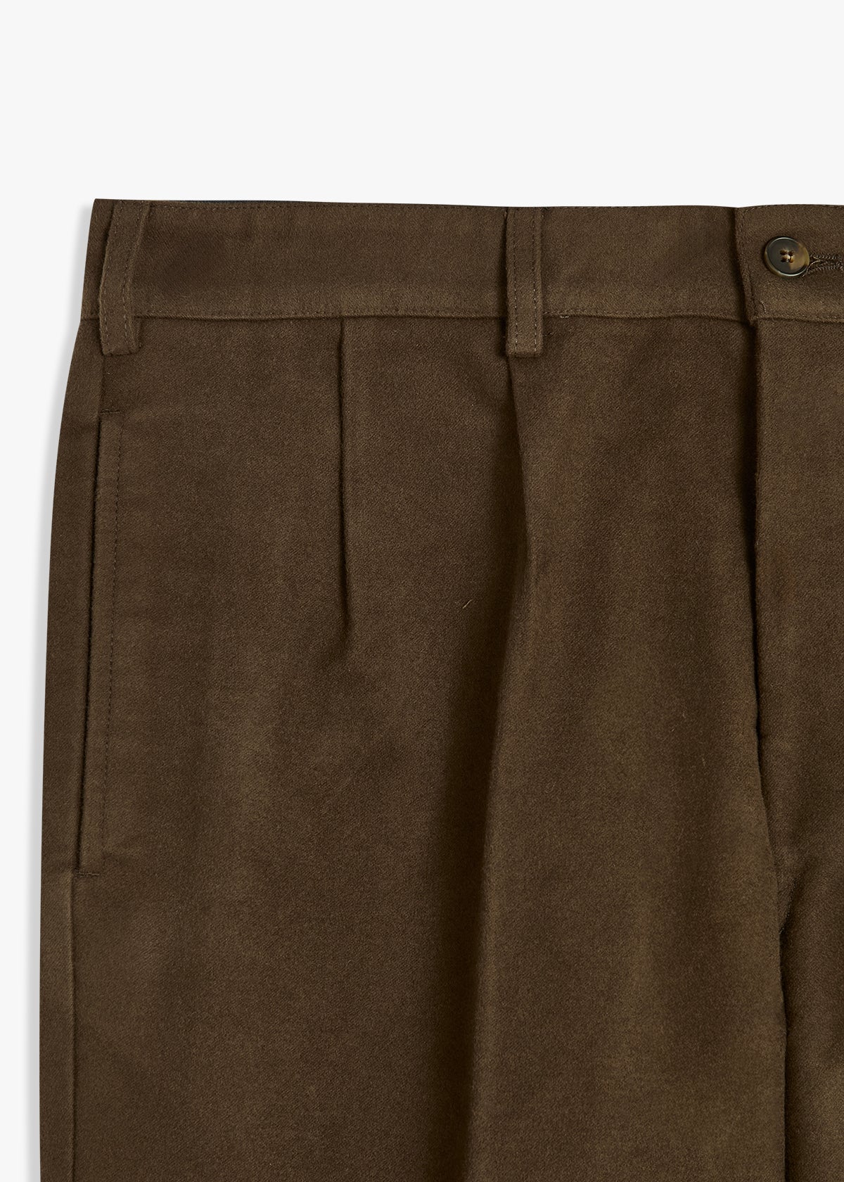 Aalghero Straight-Leg Pleated Moleskin Trousers Brown