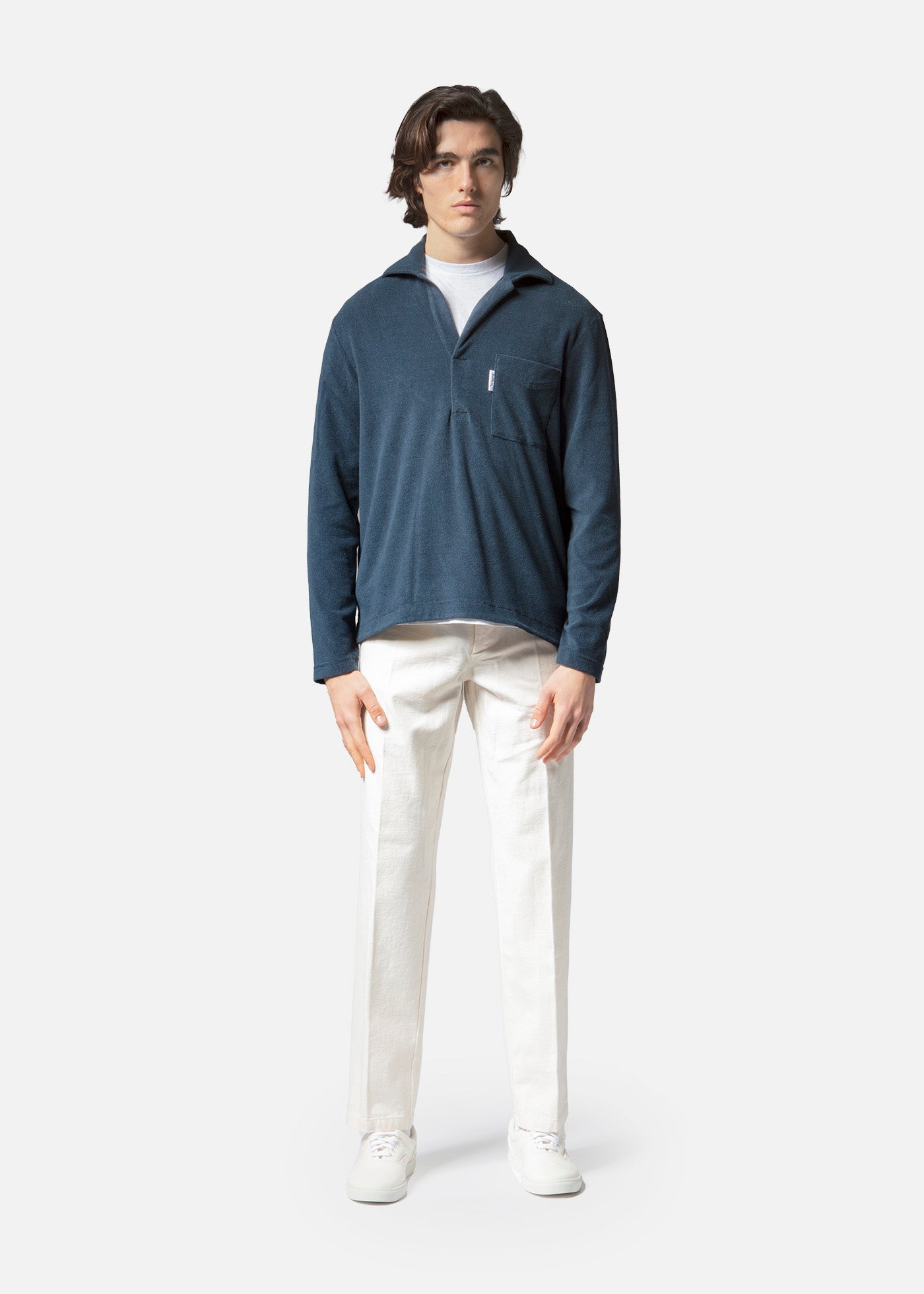 Aalice Cotton - Terry Poloshirt Navy Sweatshirts & Poloshirts