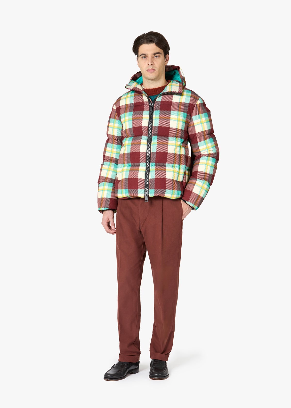 Aalvaro Checked Down Jacket Brown Coats &