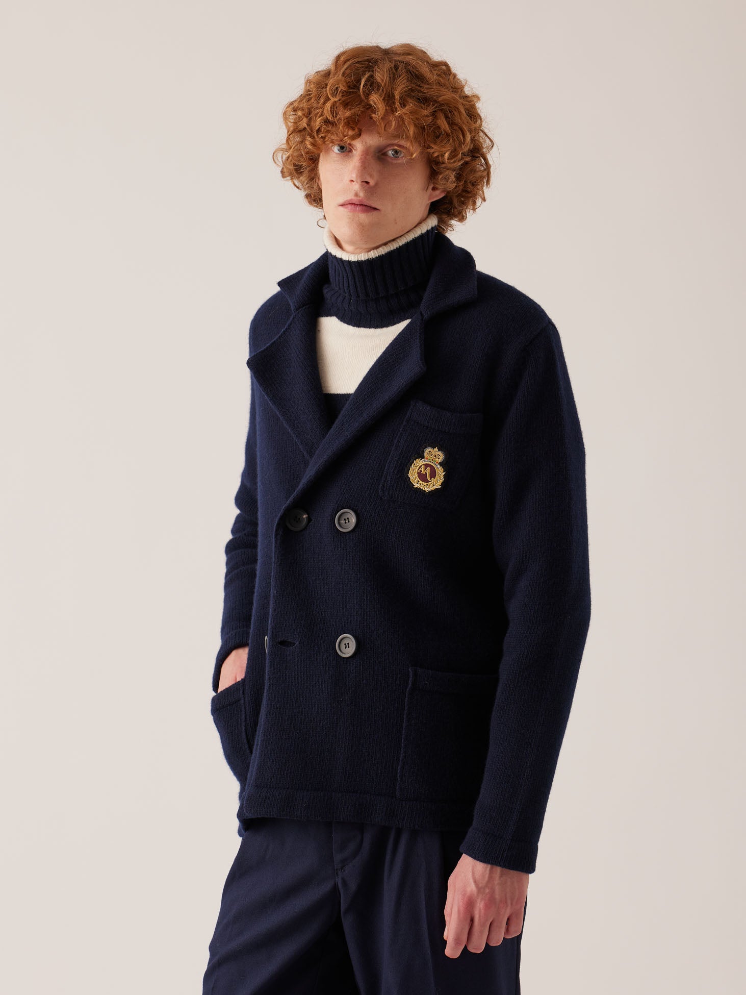 Aambrogio Double Breasted Wool Jacket Blue Coats &