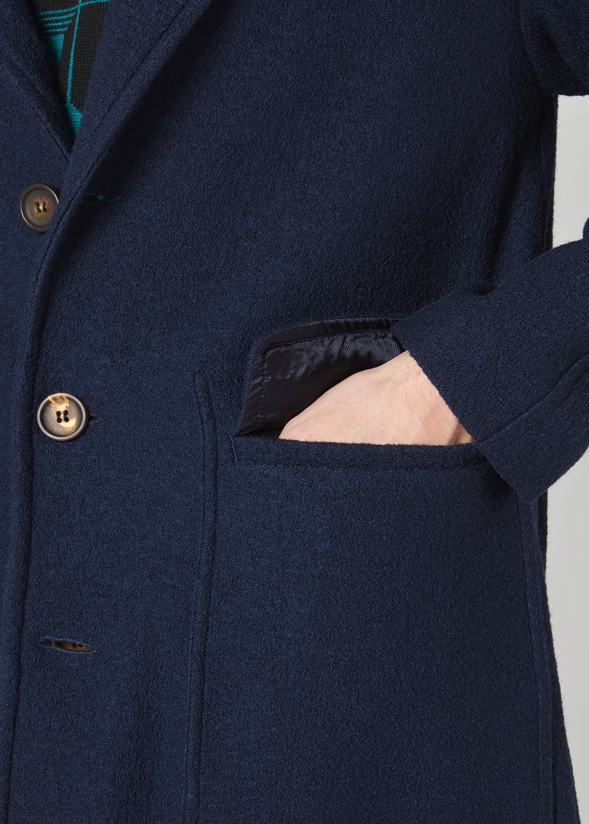 Aamburgo Single-Breasted Virgin Wool Coat Navy & Jackets