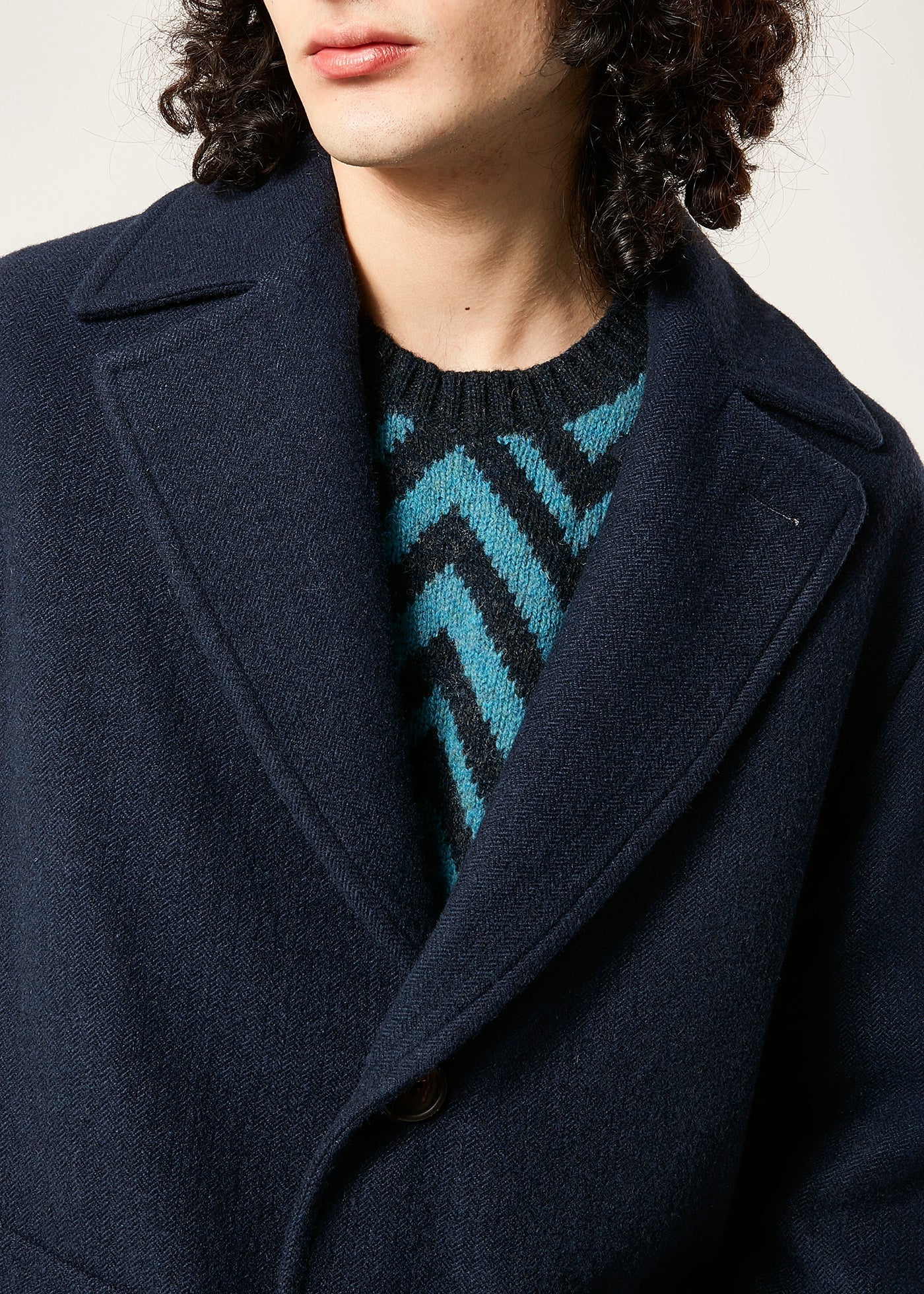 Aamburgo Navy Blue Single-Breasted Coat & Jackets