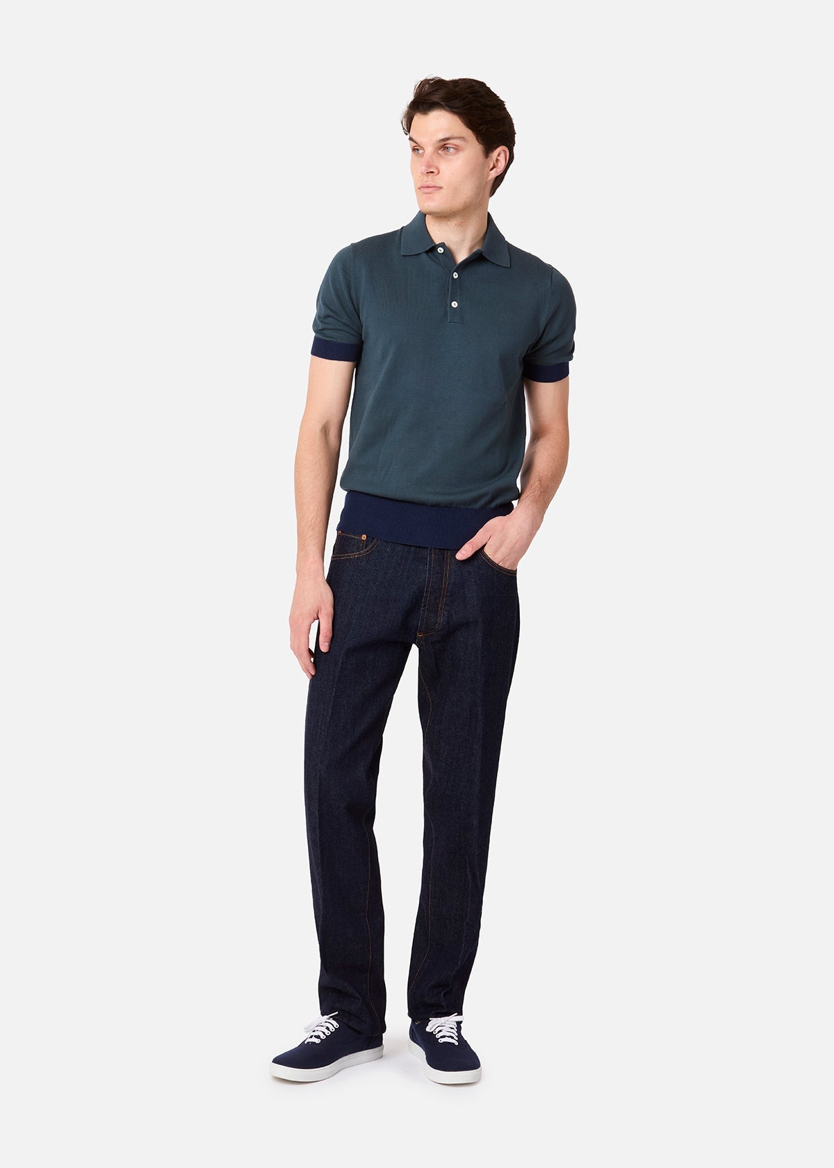 Aamendola Bicolor Cotton Polo Shirt Blue Sweatshirts & Poloshirts