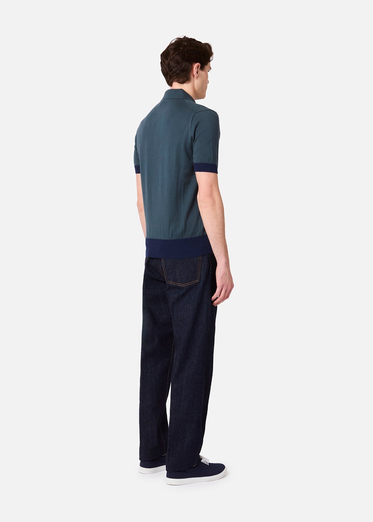 Aamendola Bicolor Cotton Polo Shirt Blue Sweatshirts & Poloshirts