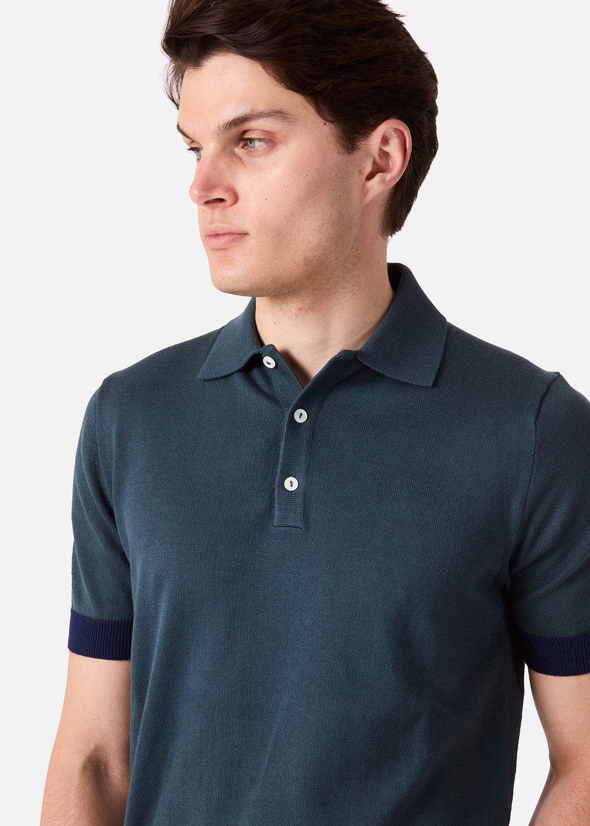 Aamendola Bicolor Cotton Polo Shirt Blue Sweatshirts & Poloshirts