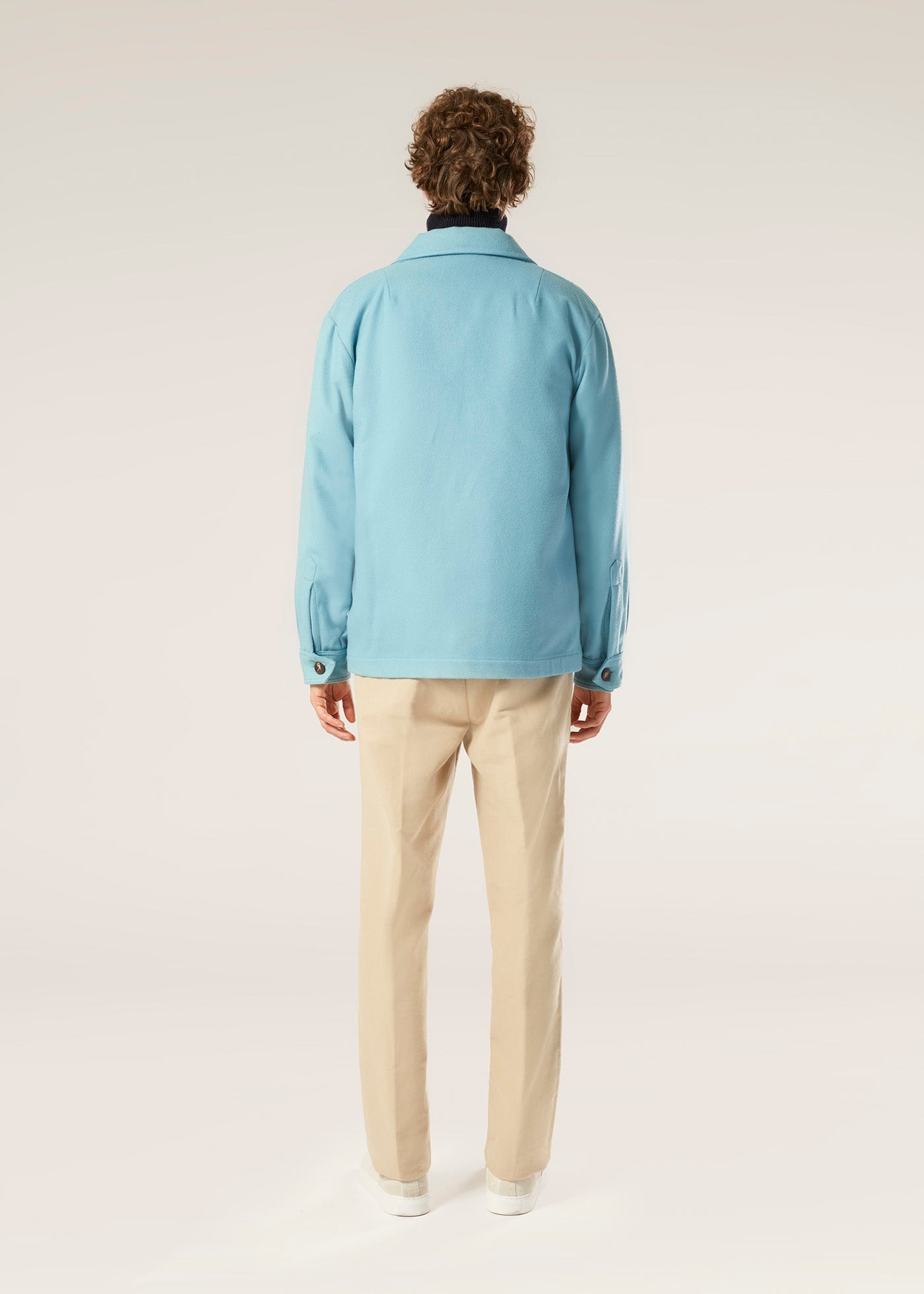 Aamenofi Light Blue Cotton Jacket With Frontal Pockets Lightblue Coats &