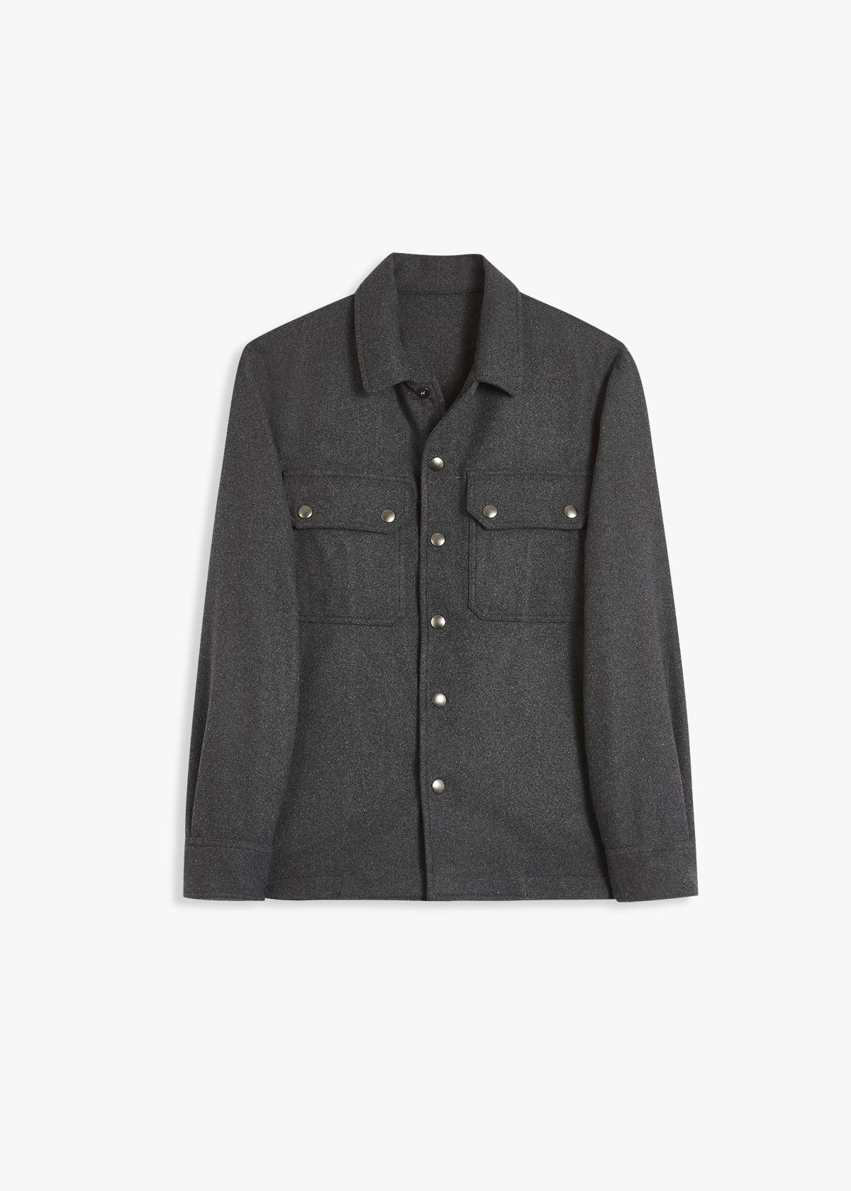 Aamenofi Snap Buttons Overshirt Grey Coats & Jackets