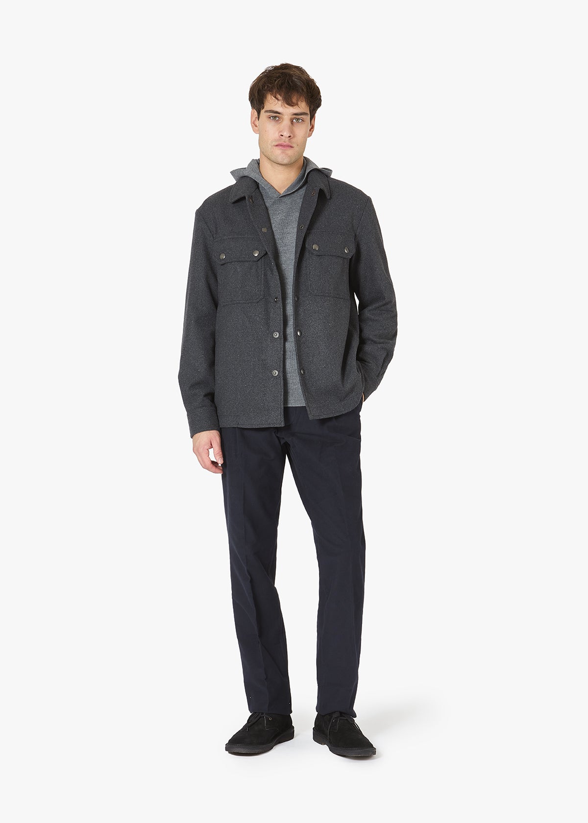 Aamenofi Snap Buttons Overshirt Blue Coats & Jackets