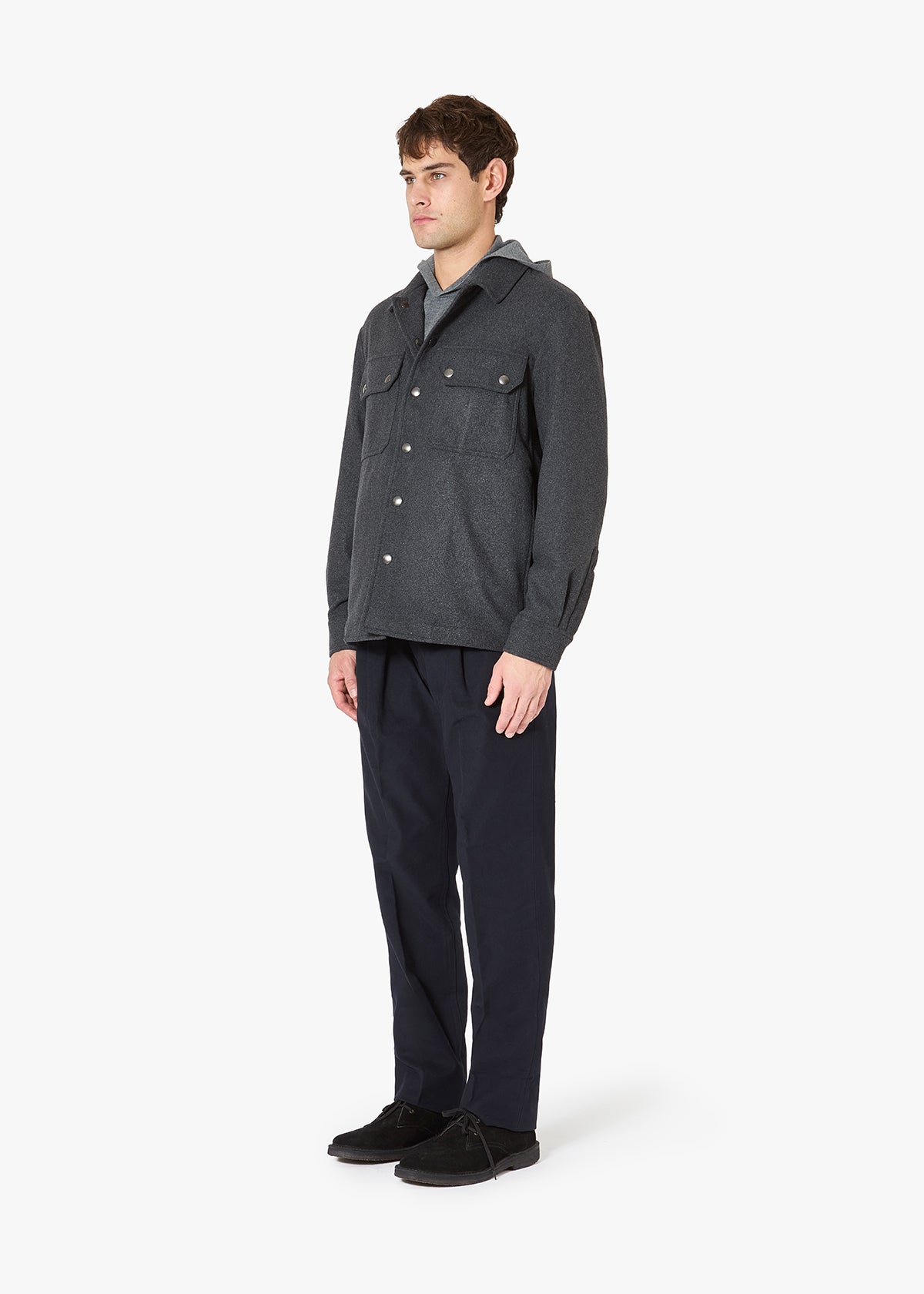 Aamenofi Snap Buttons Overshirt Grey Coats & Jackets