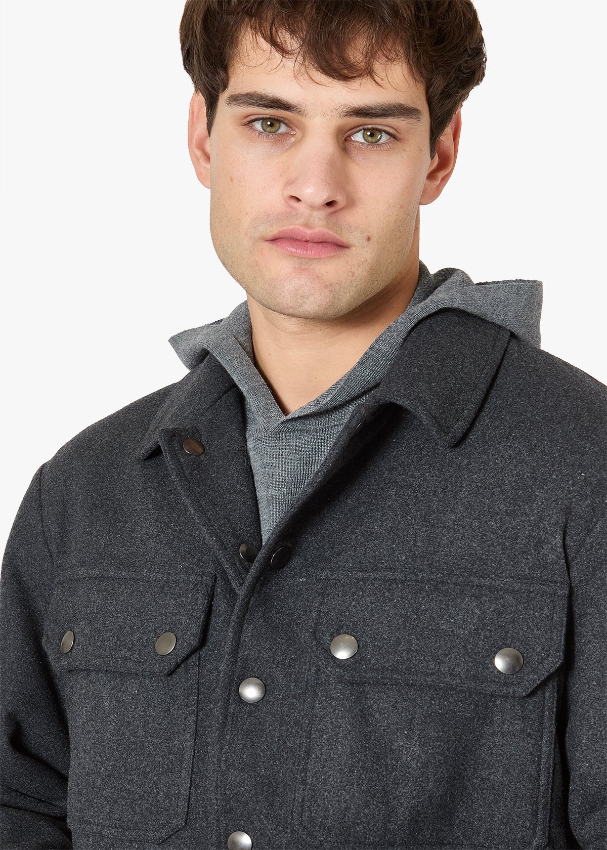 Aamenofi Snap Buttons Overshirt Blue Coats & Jackets