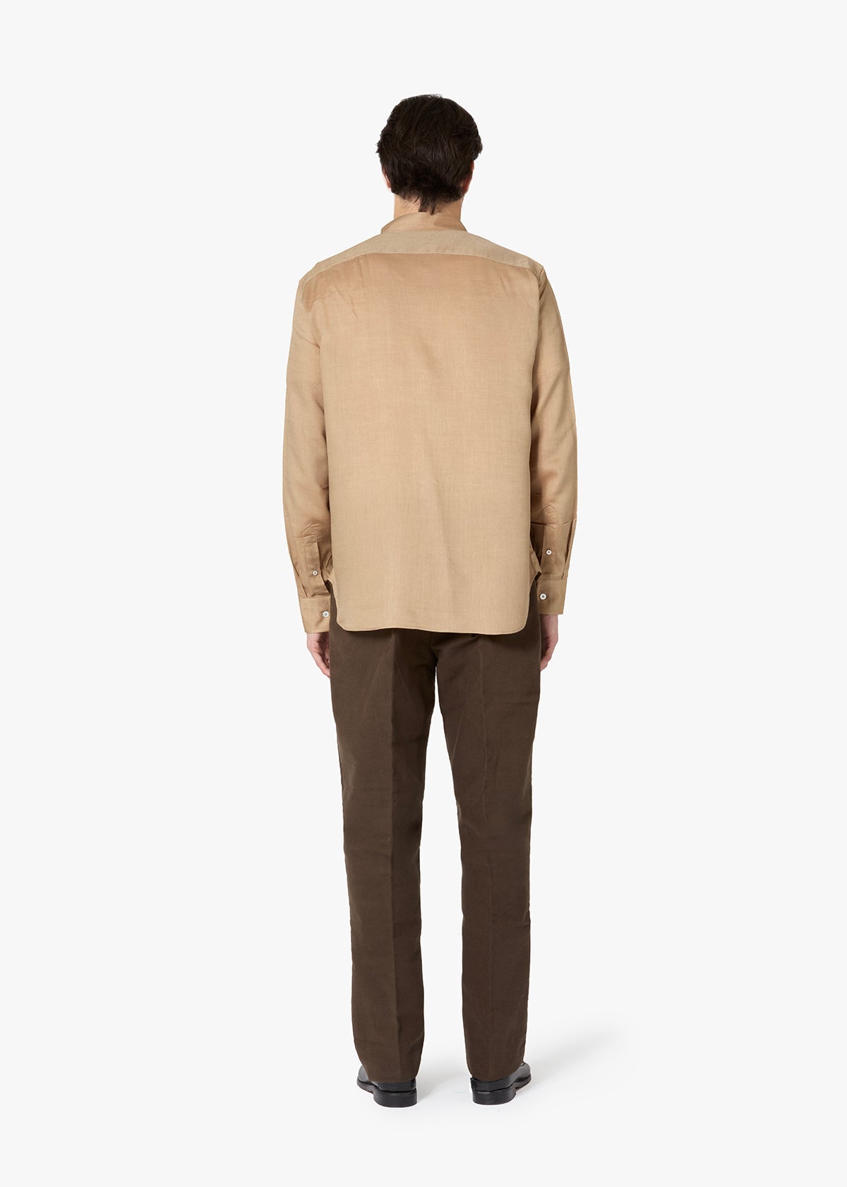 Aamilcare Band Collar Shirt Beige