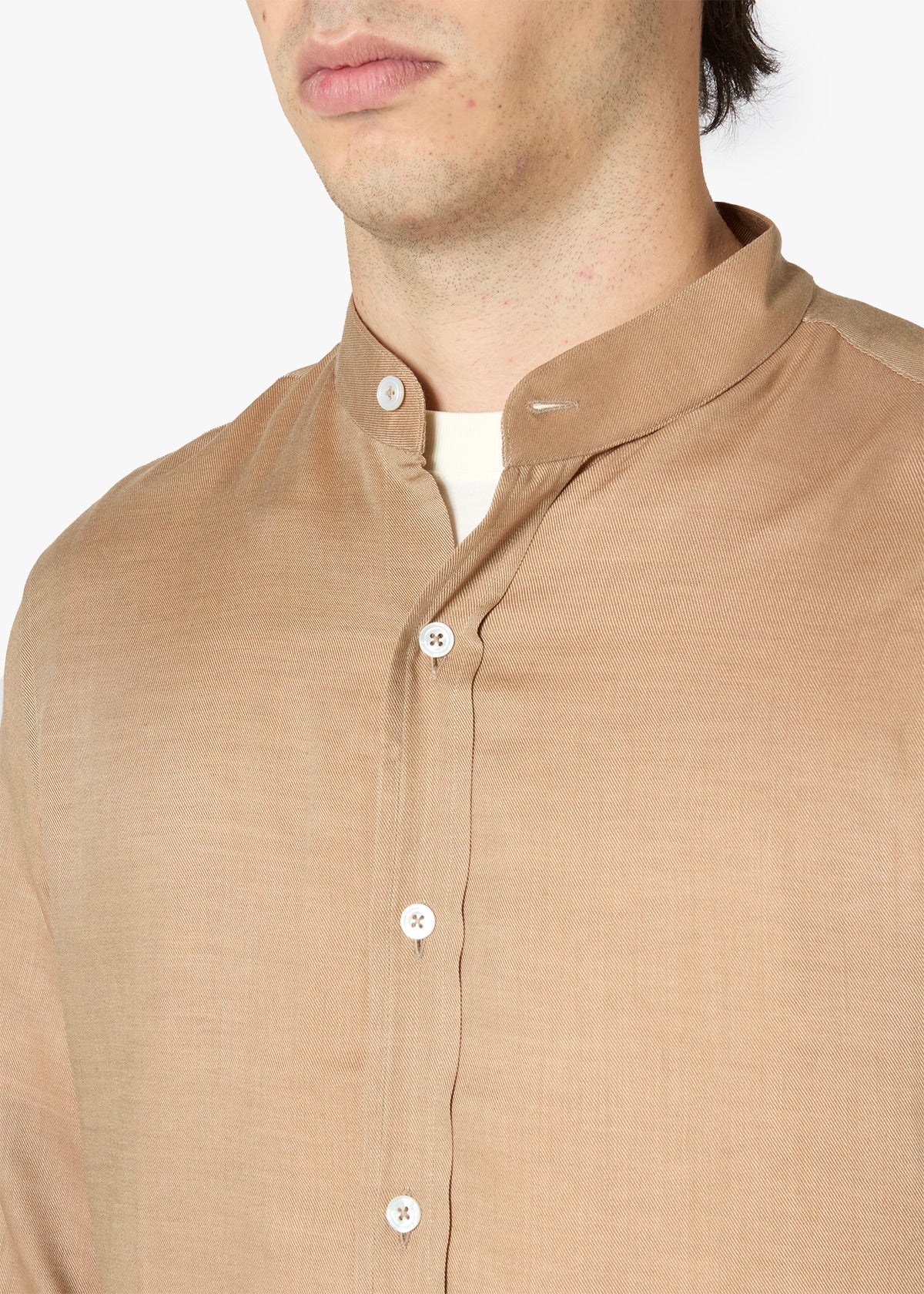 Aamilcare Band Collar Shirt Beige