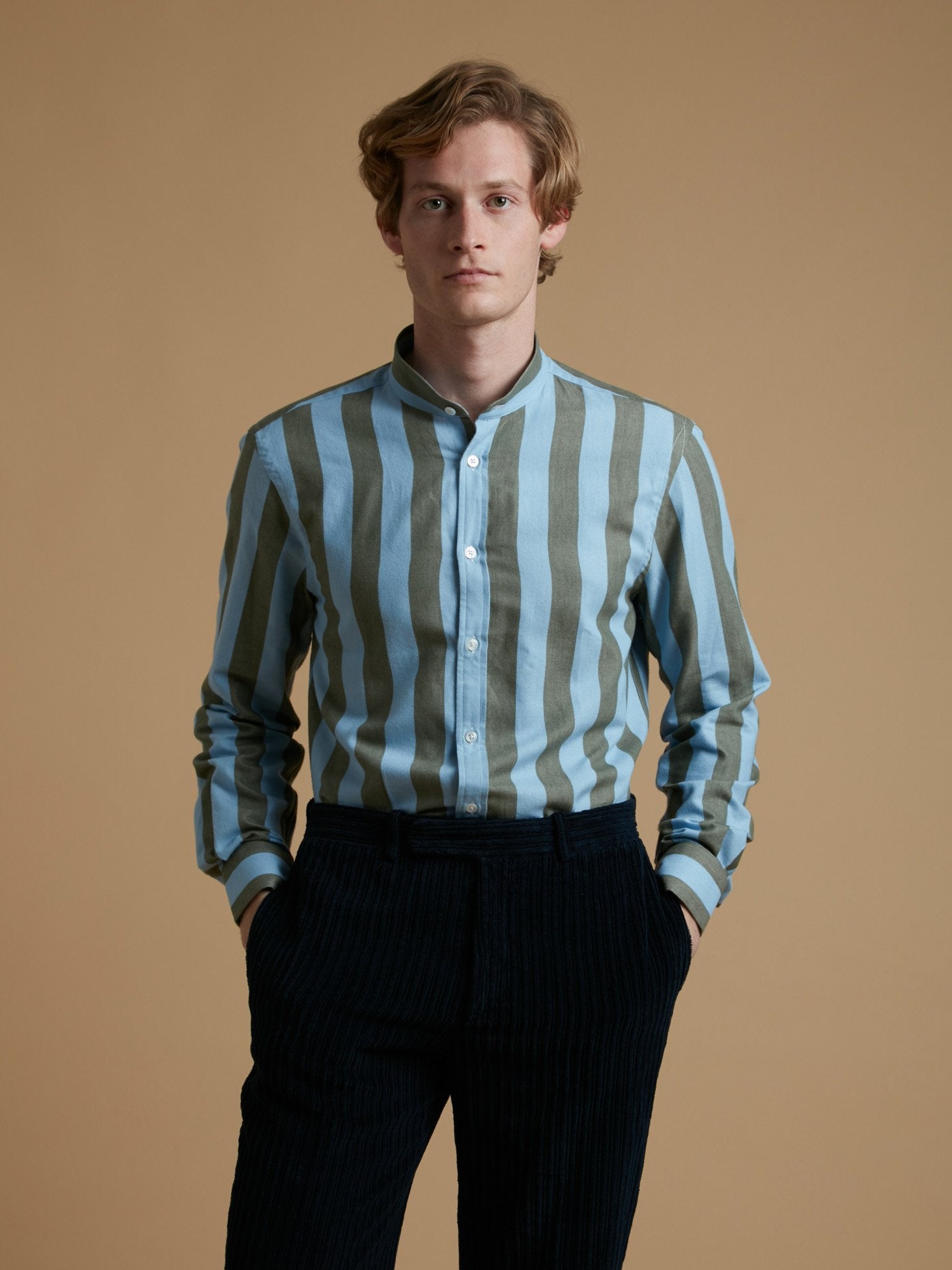 Aamilcare Striped Cotton Shirt Lightblue