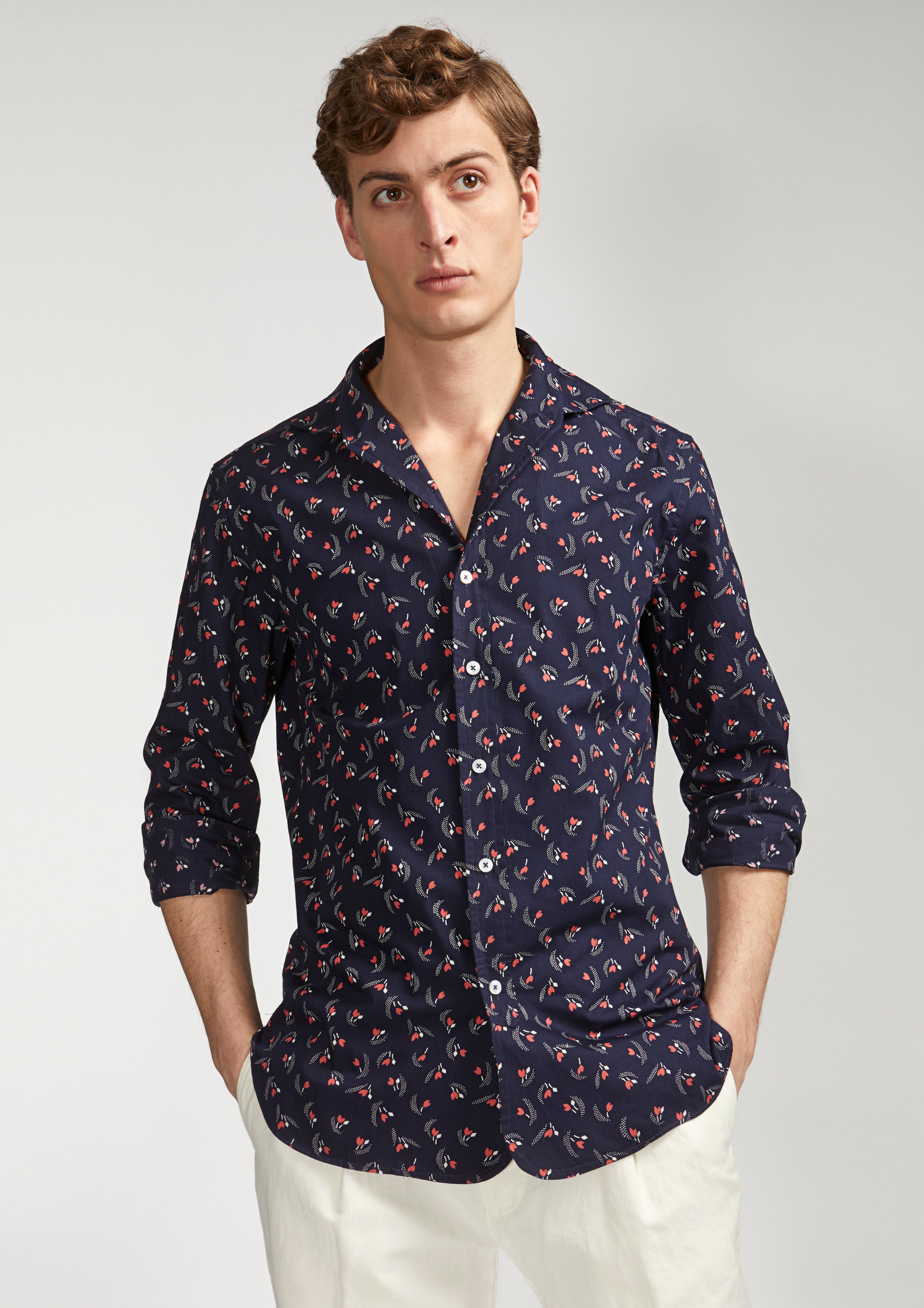 Aanacapri Flower Printed Shirt Midnightblue