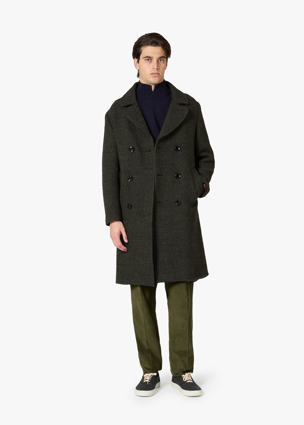 Aanchorage Double-Breasted Melange Coat Green & Jackets