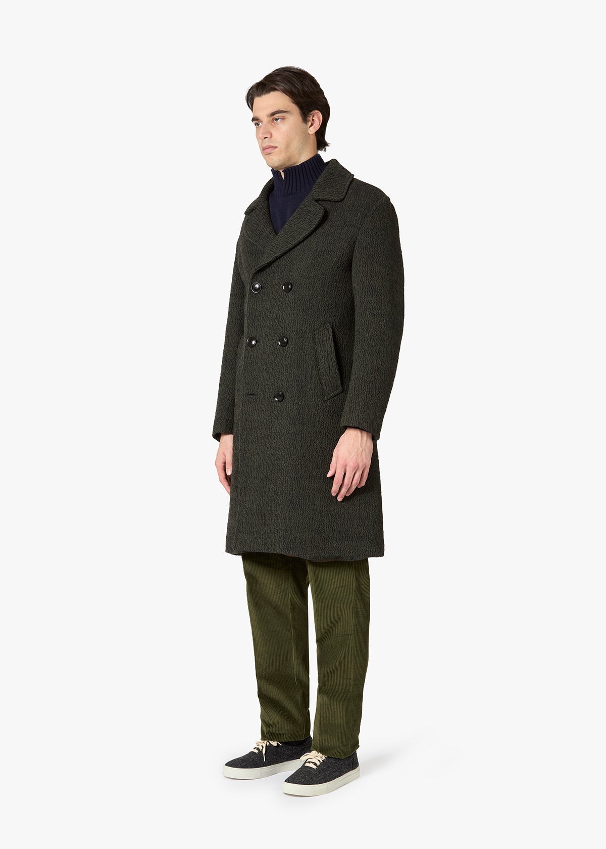 Aanchorage Double-Breasted Melange Coat Green & Jackets