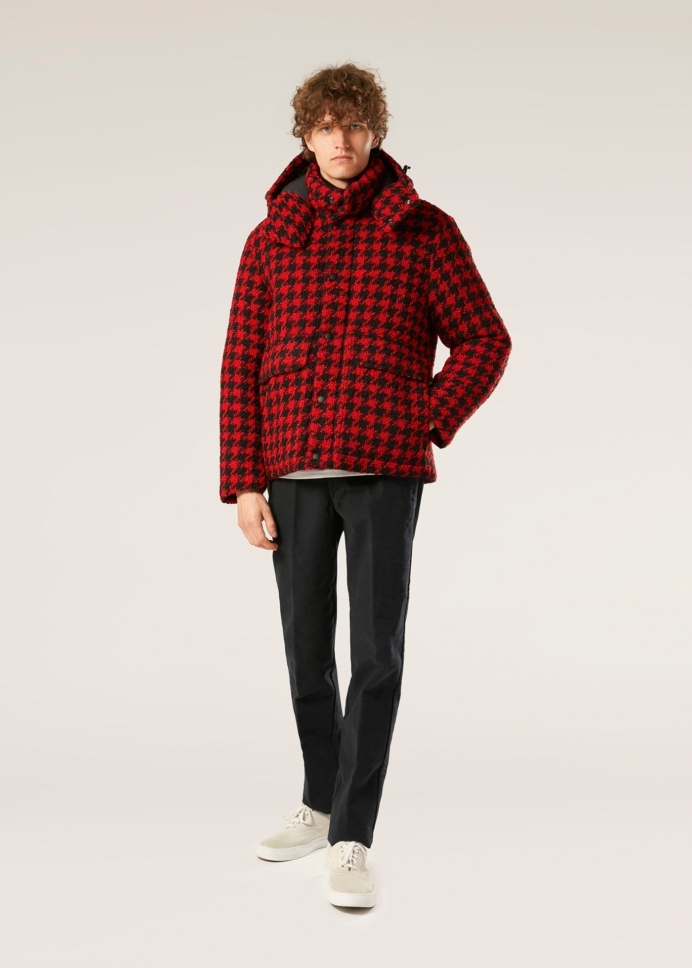 Aangoon Pied De Poule Down Jacket Red Coats &