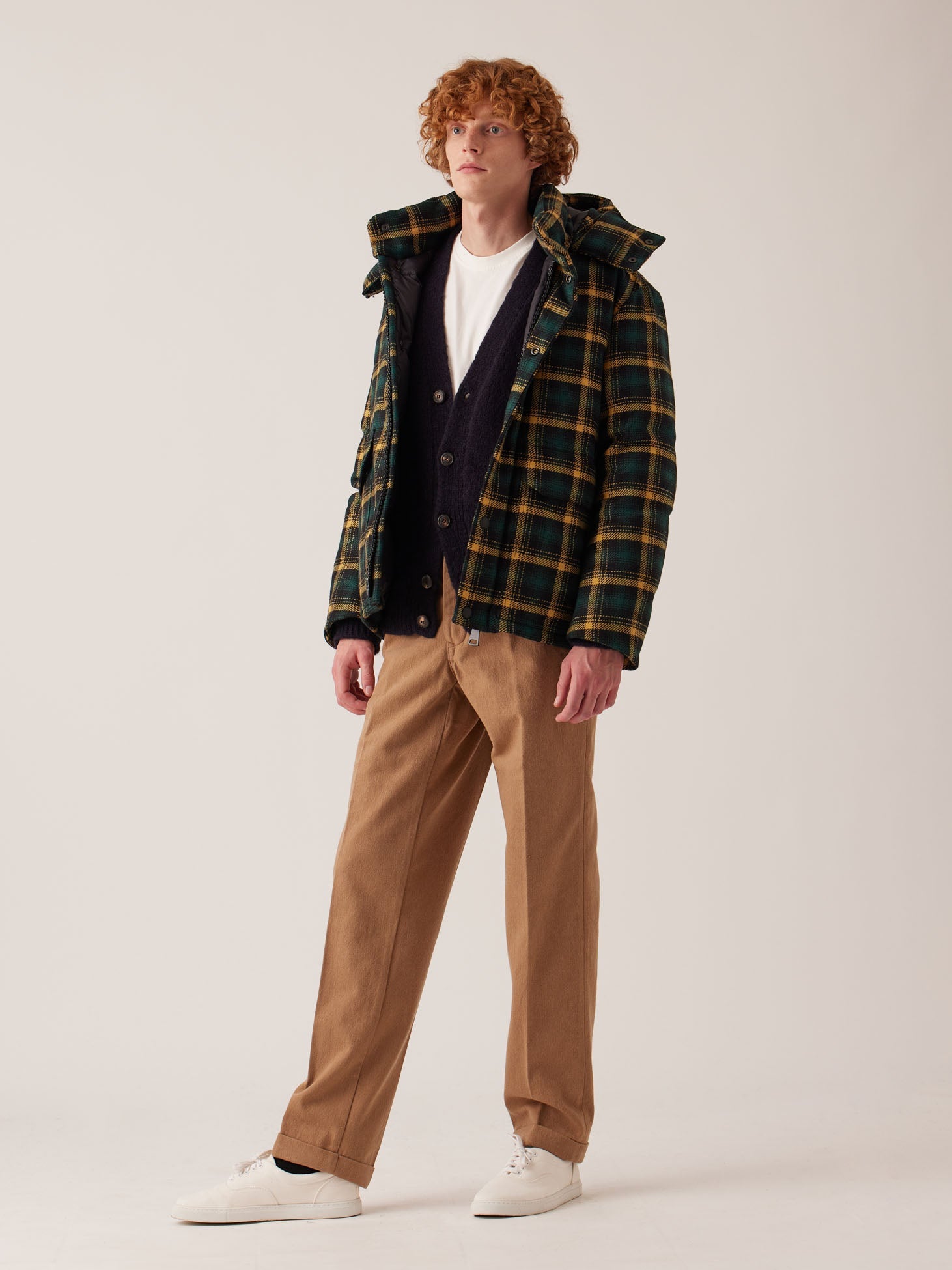 Aangoon Checked Down Bomber Jacket Green Coats &