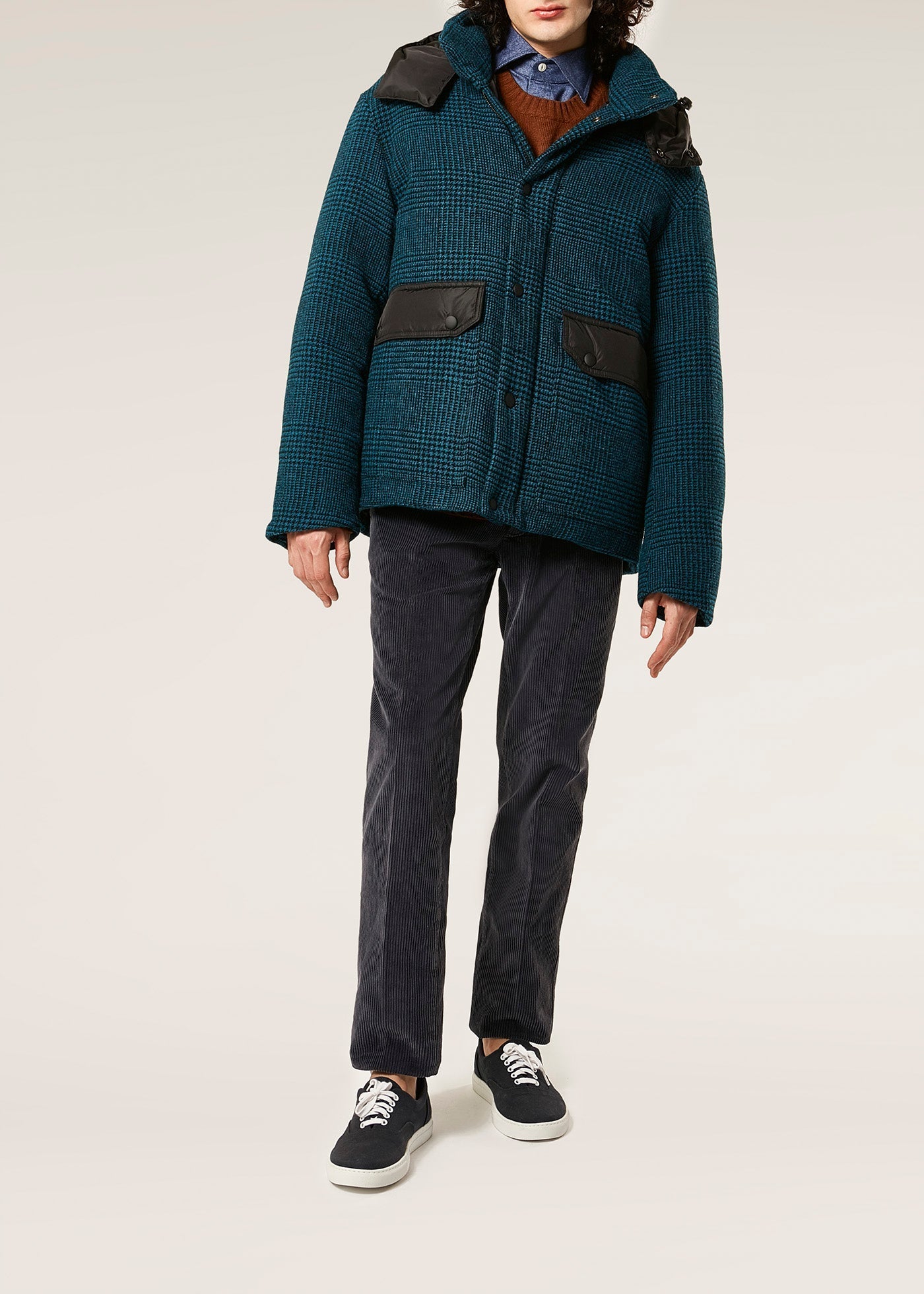 Aangoon Checked Down Jacket Blue Coats &
