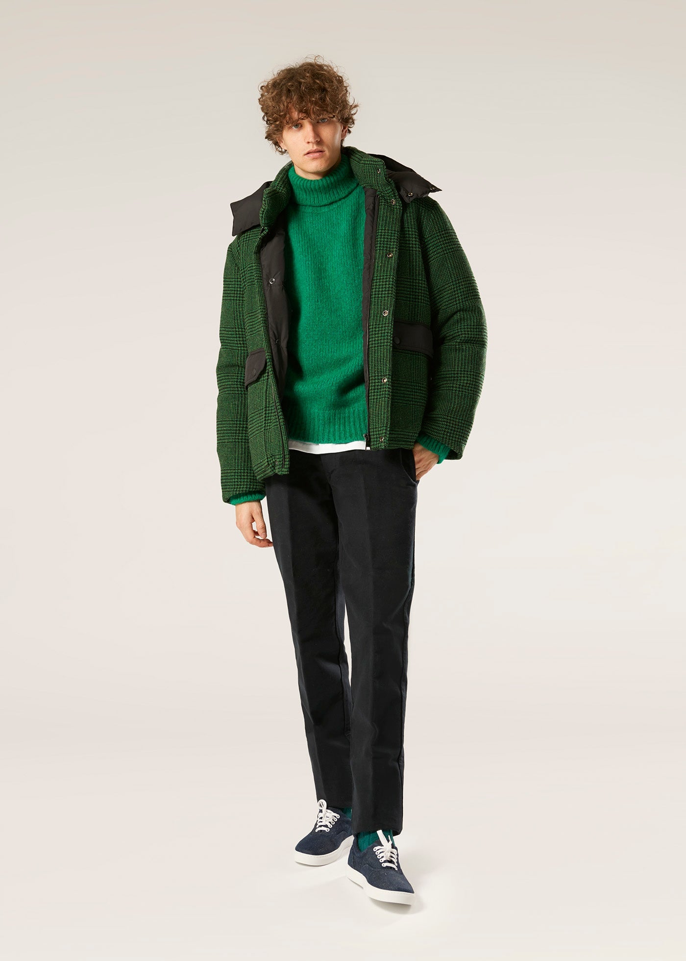 Aangoon Checked Down Jacket Green Coats &