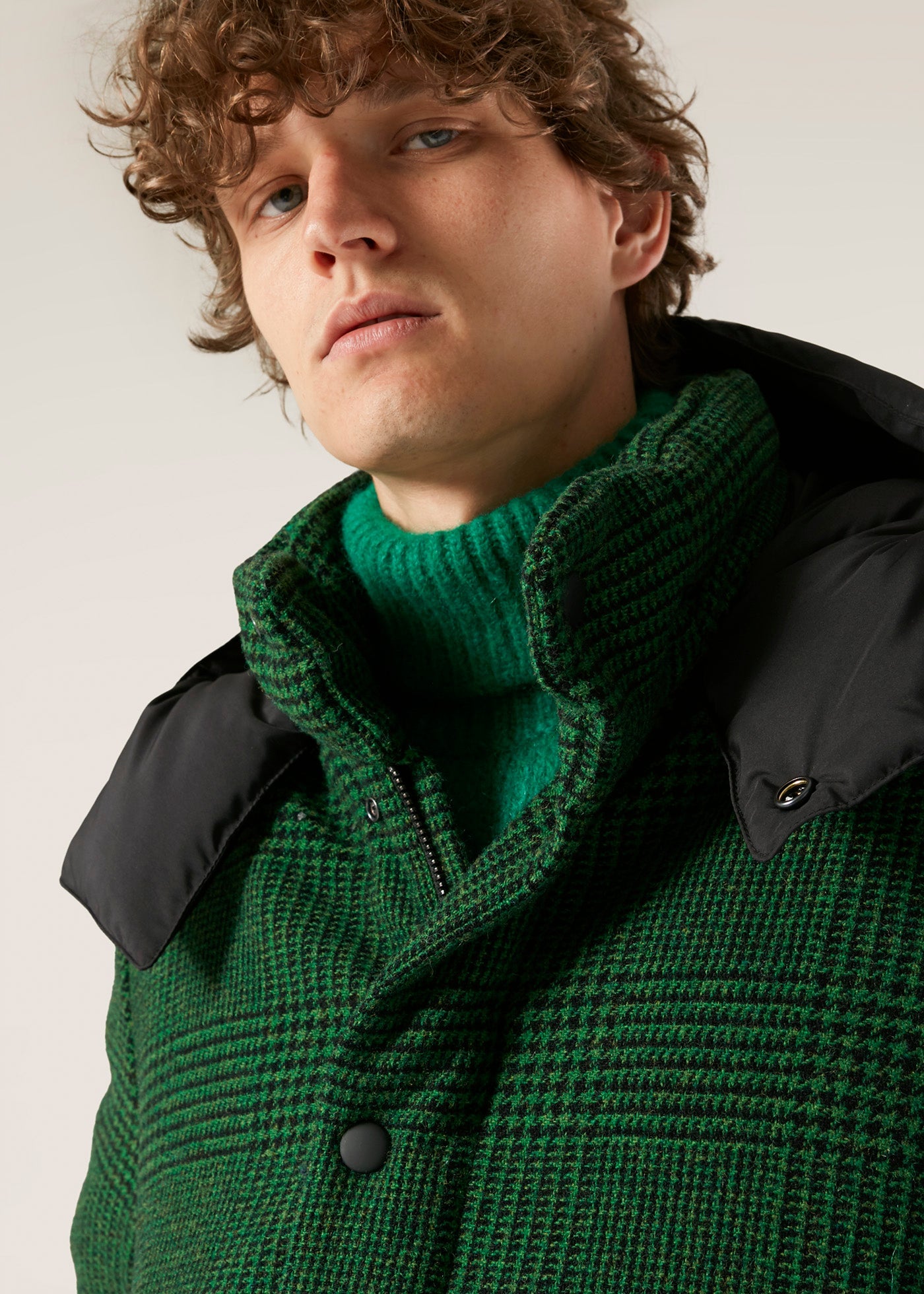 Aangoon Checked Down Jacket Green Coats &