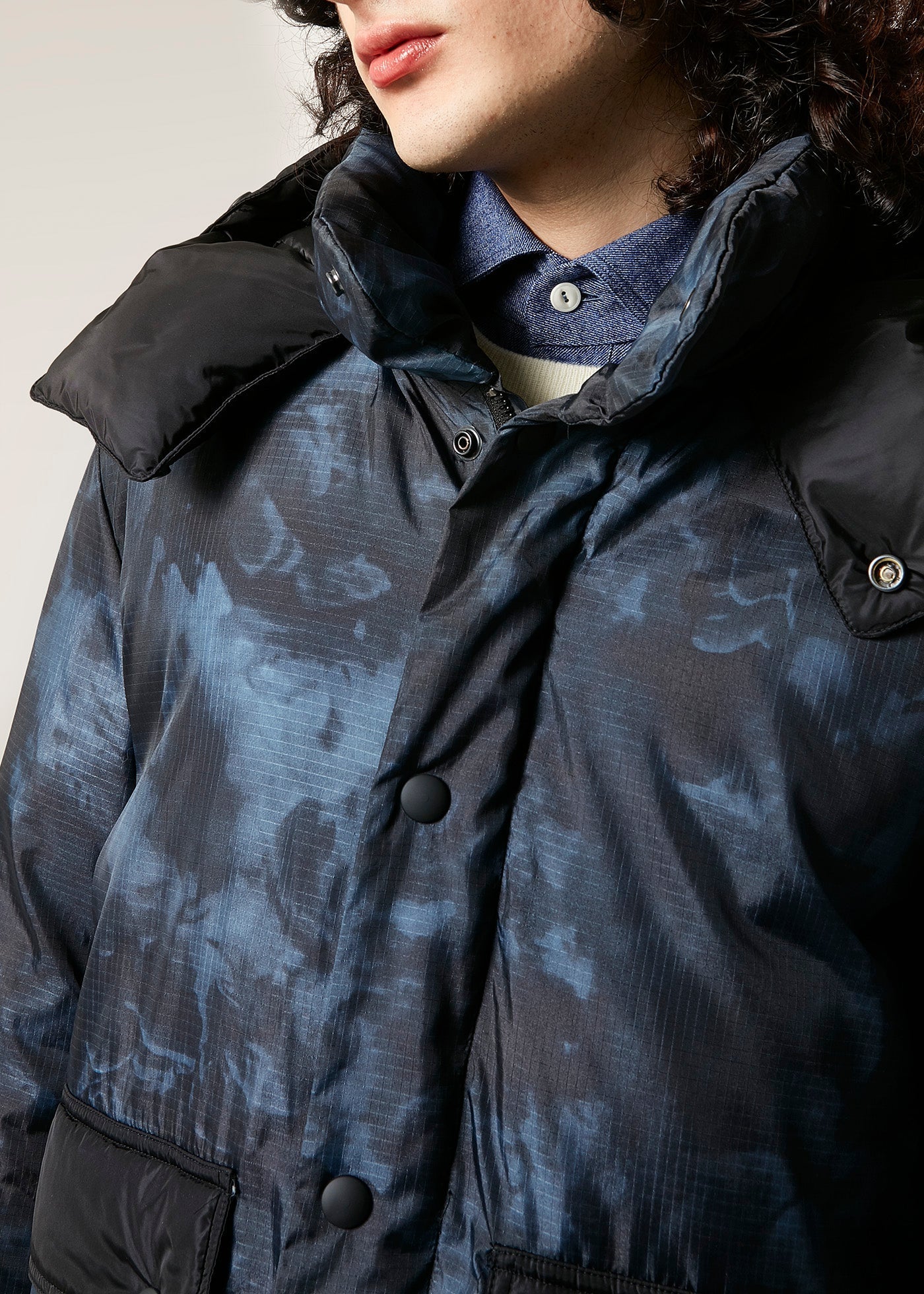 Aangoon Printed Down Jacket Blue Coats &