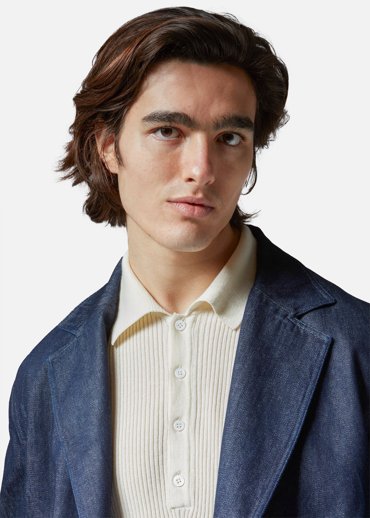 Aansonia Denim Double Breasted Blazer Blue Coats & Jackets