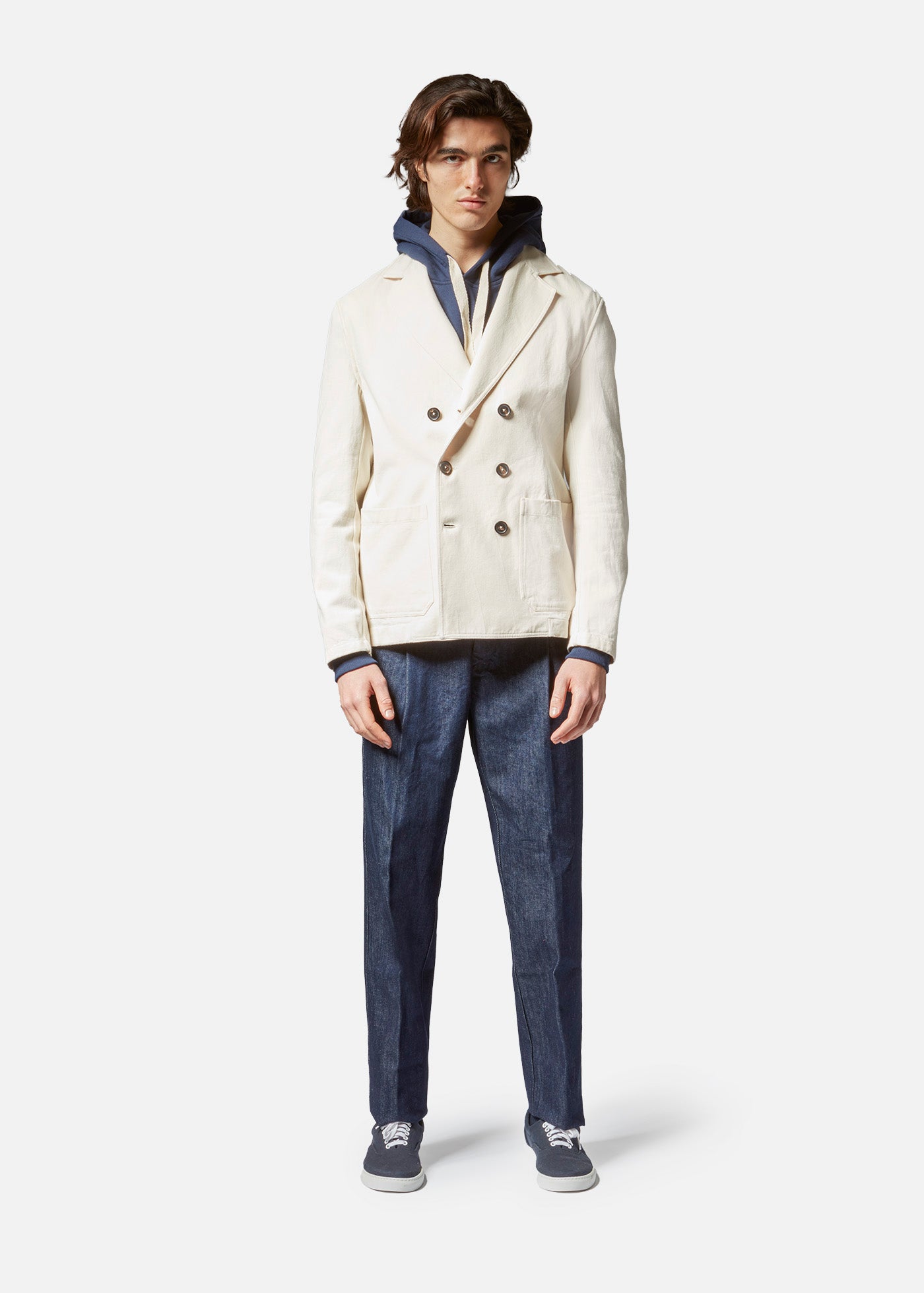 Aansonia Cotton Double Breasted Blazer White Coats & Jackets