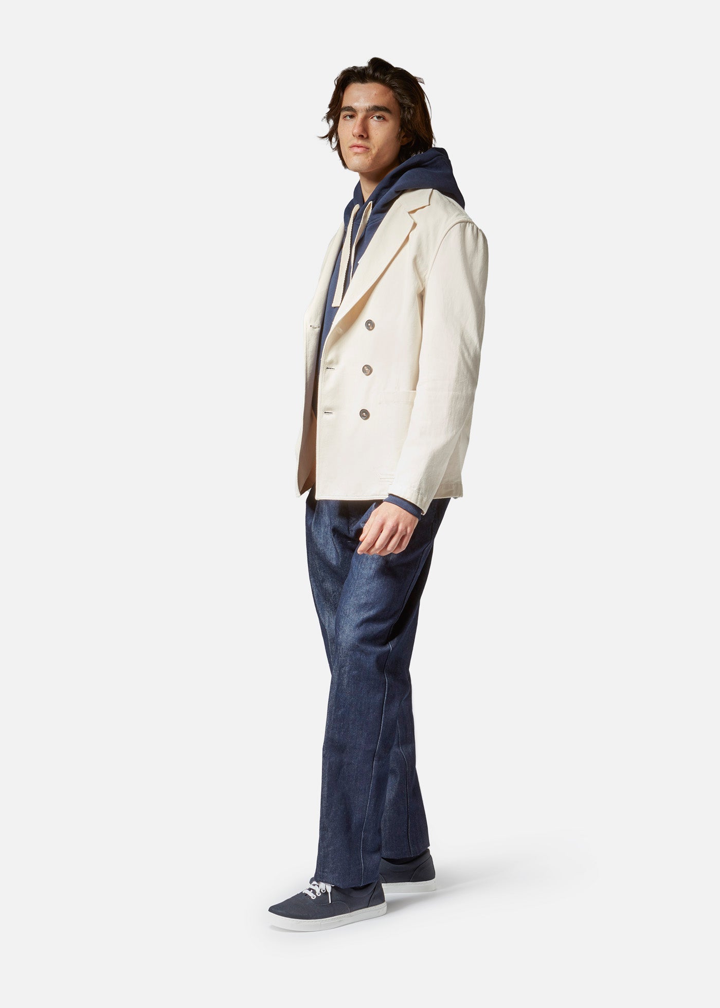 Aansonia Cotton Double Breasted Blazer White Coats & Jackets