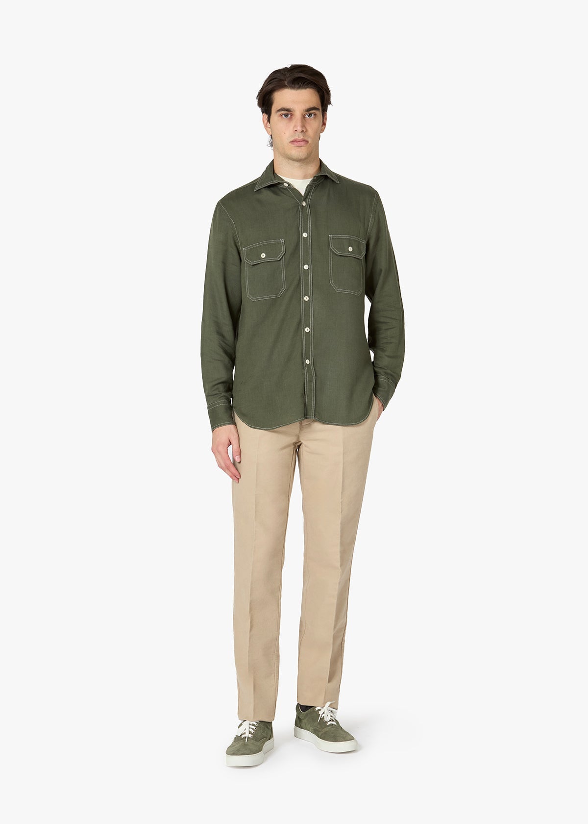 Aantero Double-Pockets Shirt Green