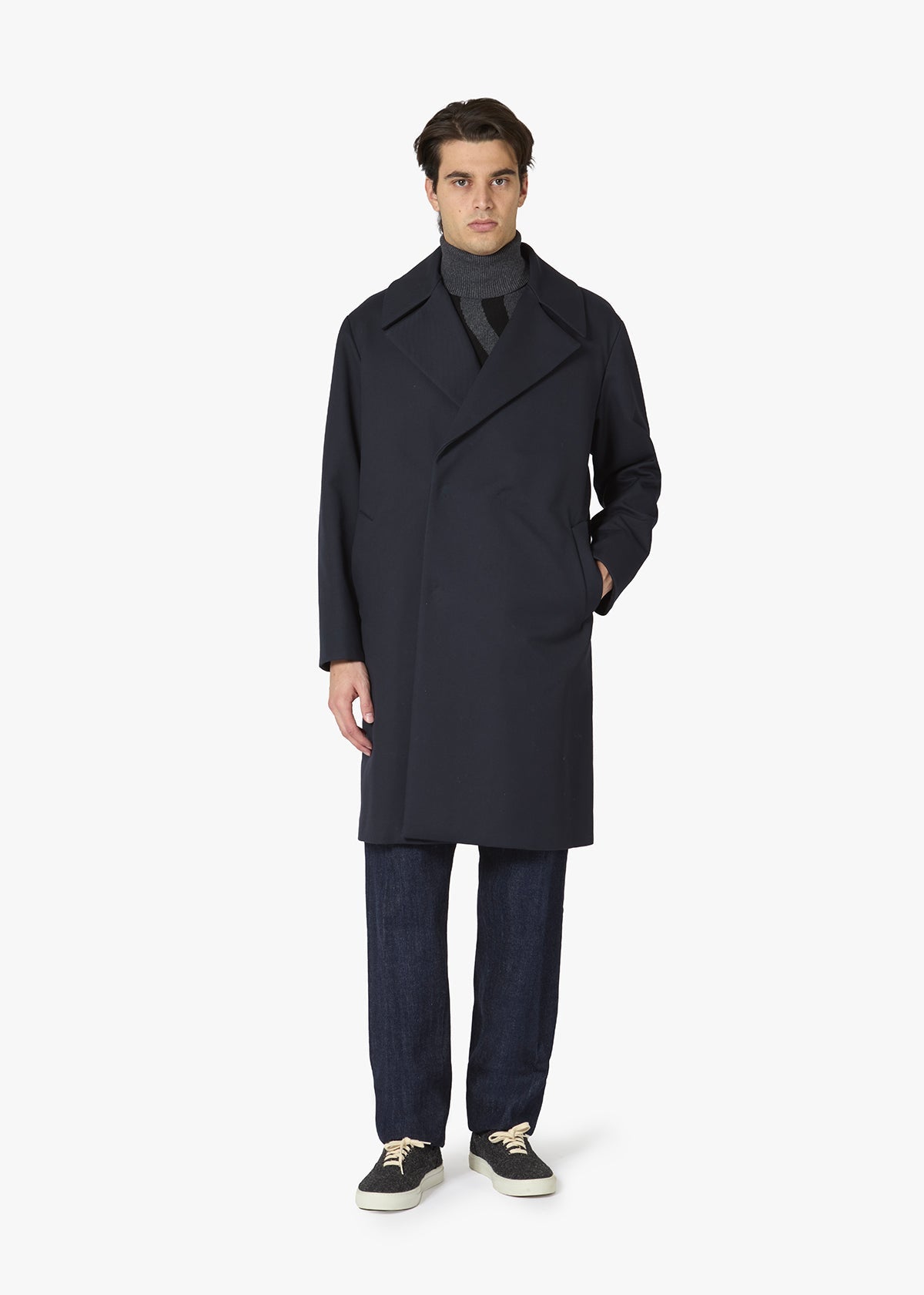 Aantimo Double-Breasted Virgin Wool Coat Navy & Jackets