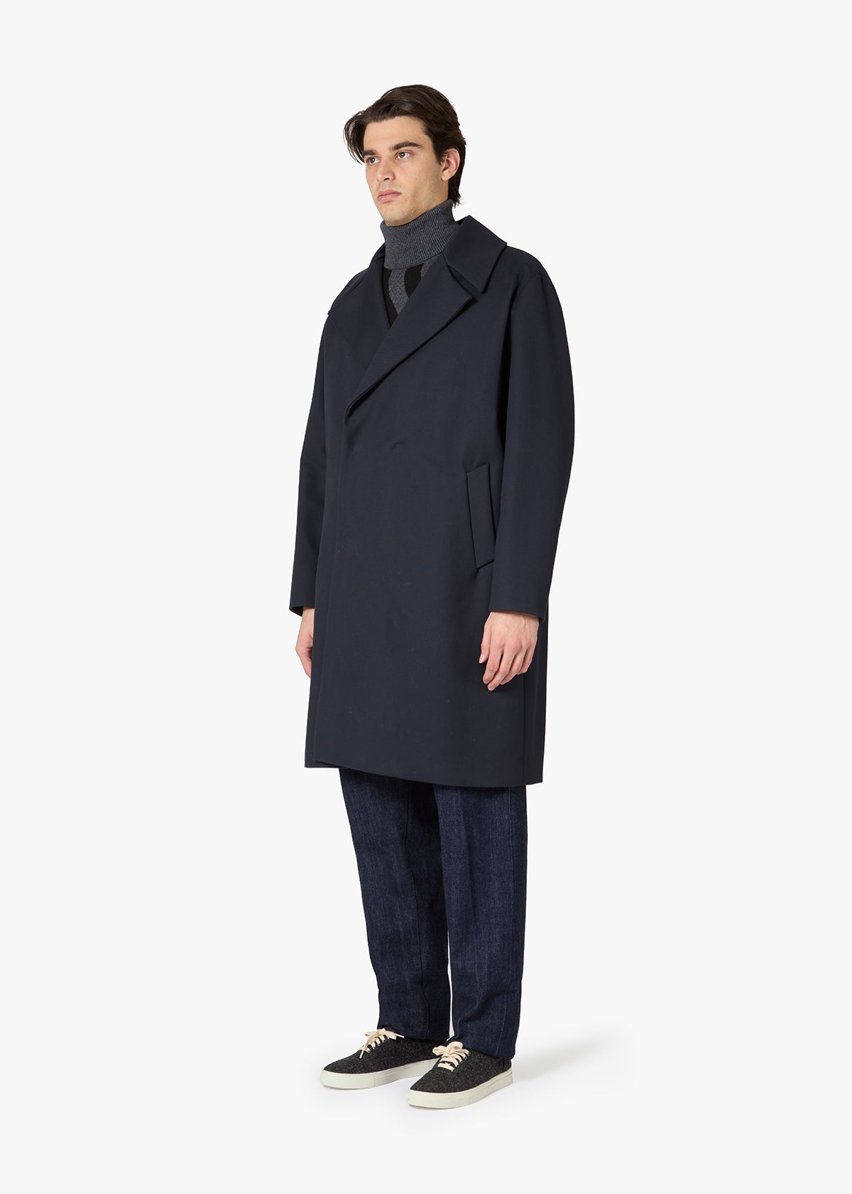 Aantimo Double-Breasted Virgin Wool Coat Navy & Jackets