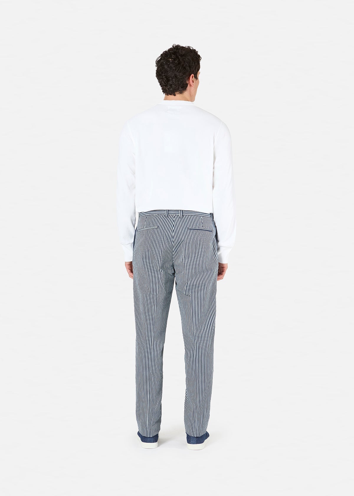 Aantioco Striped Cotton Chino Trousers Blue