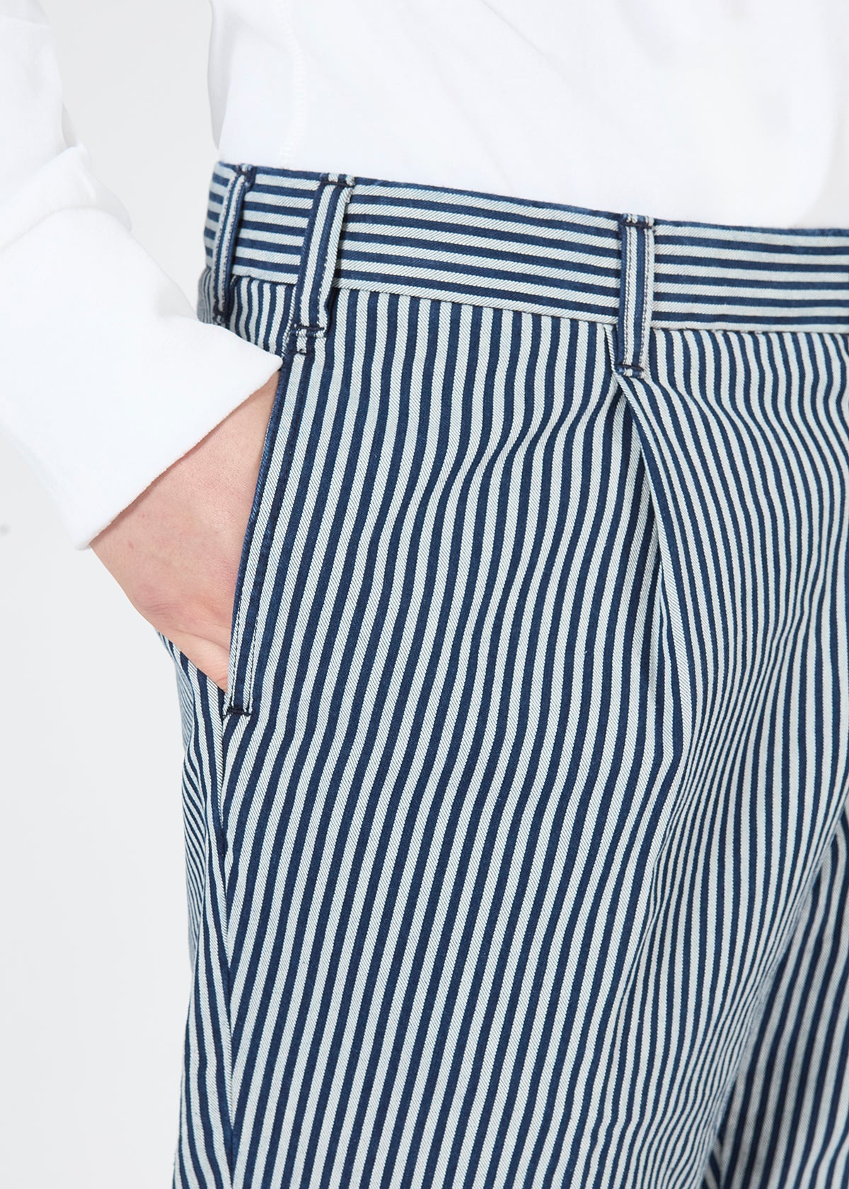 Aantioco Striped Cotton Chino Trousers Blue