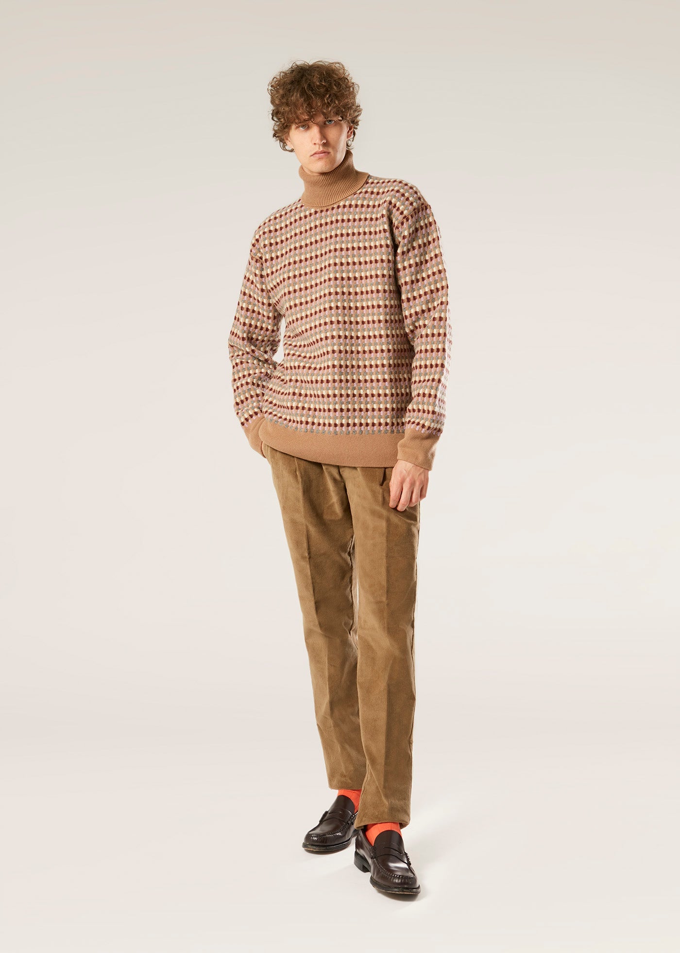 Aantioco Beige Pleated Stretch Cotton-Corduroy Trousers