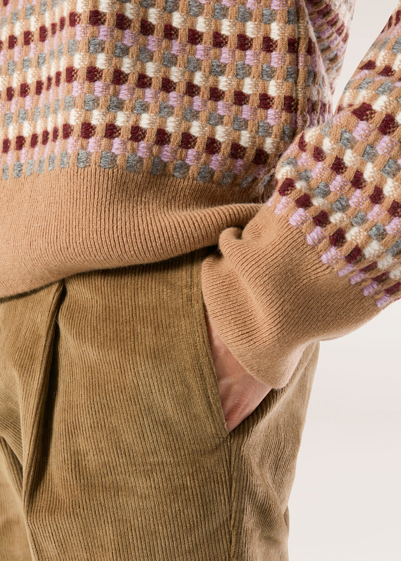 Aantioco Beige Pleated Stretch Cotton-Corduroy Trousers