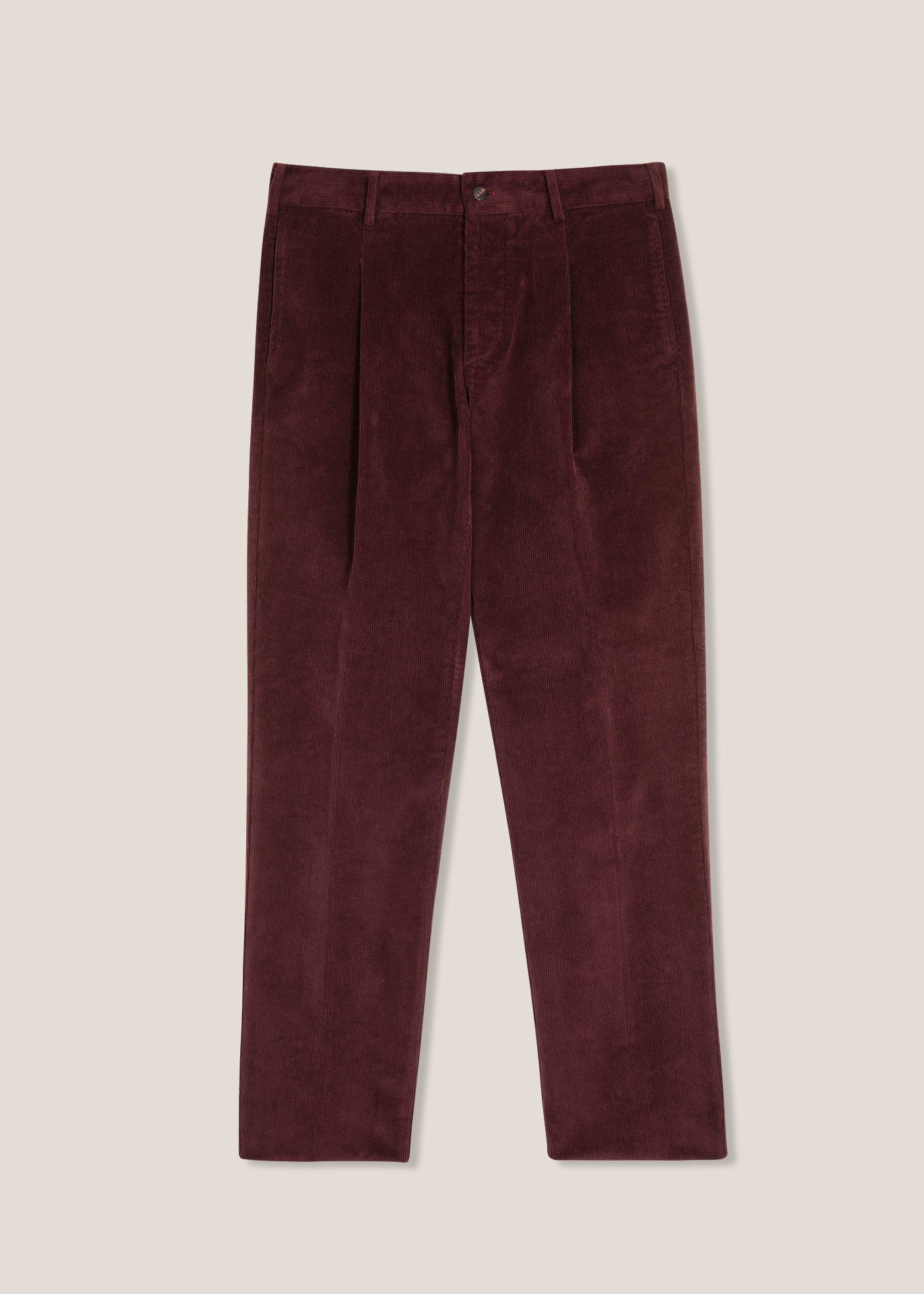 Aantioco Burgundy Pleated Stretch Cotton-Corduroy Trousers Red